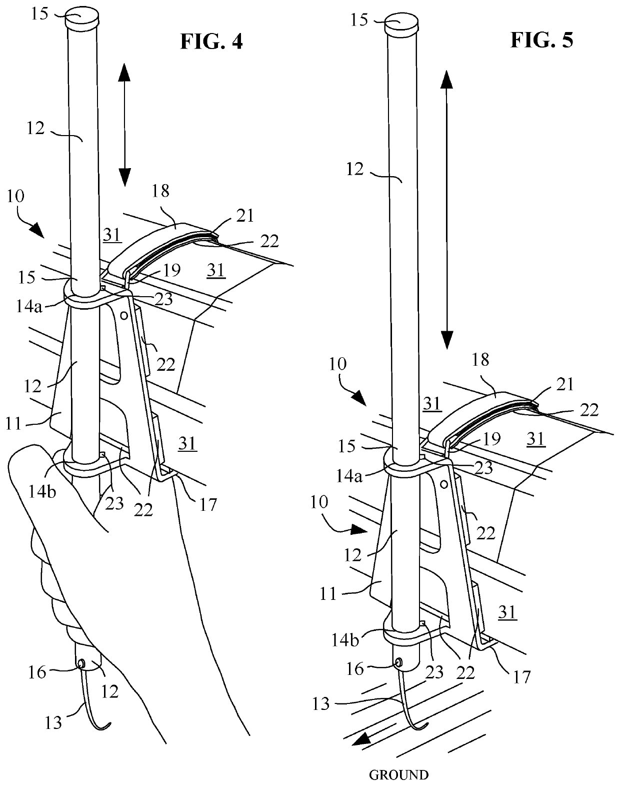 Retracting hand launching and landing pole for drones