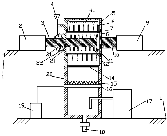 Nut protein extraction device with output pipe and air blowing strip