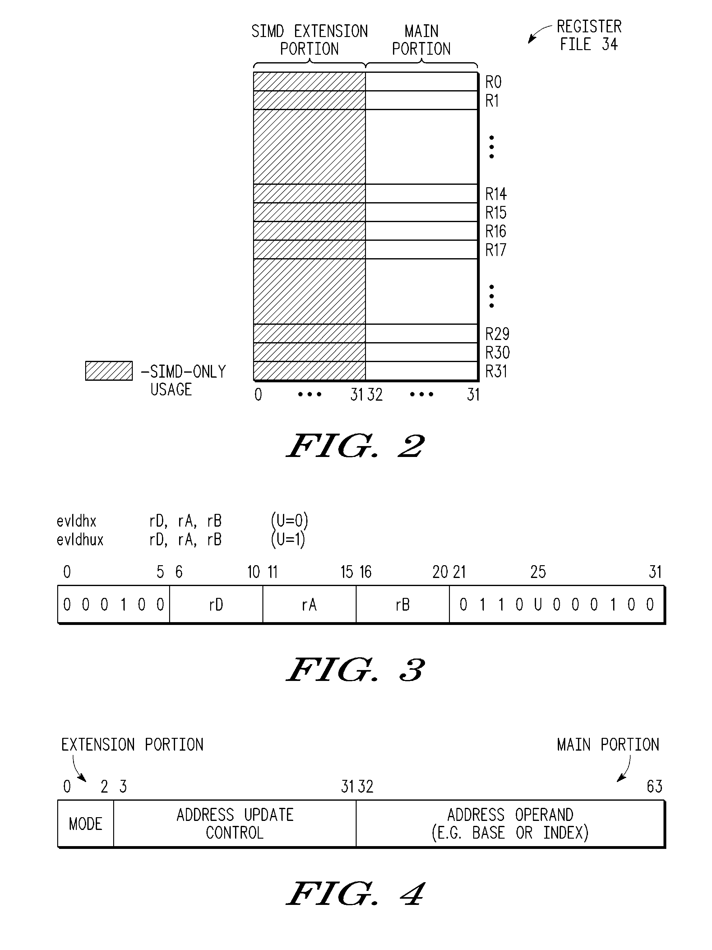 Provision of extended addressing modes in a single instruction multiple data (SIMD) data processor