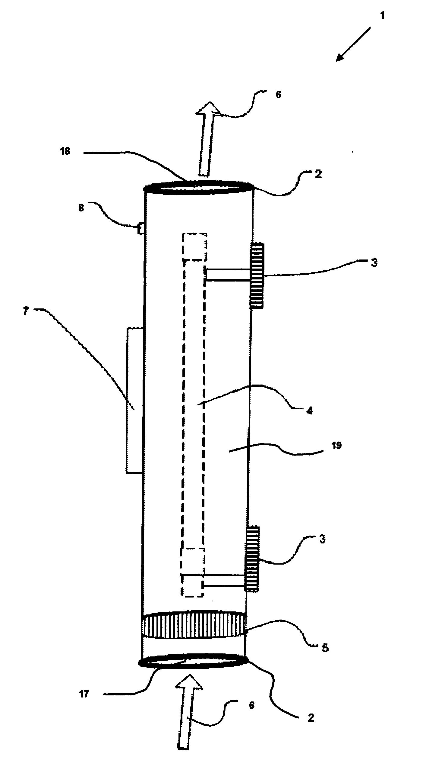 Cartridge device containing uvc for air disinfection. "uvbio-clean"