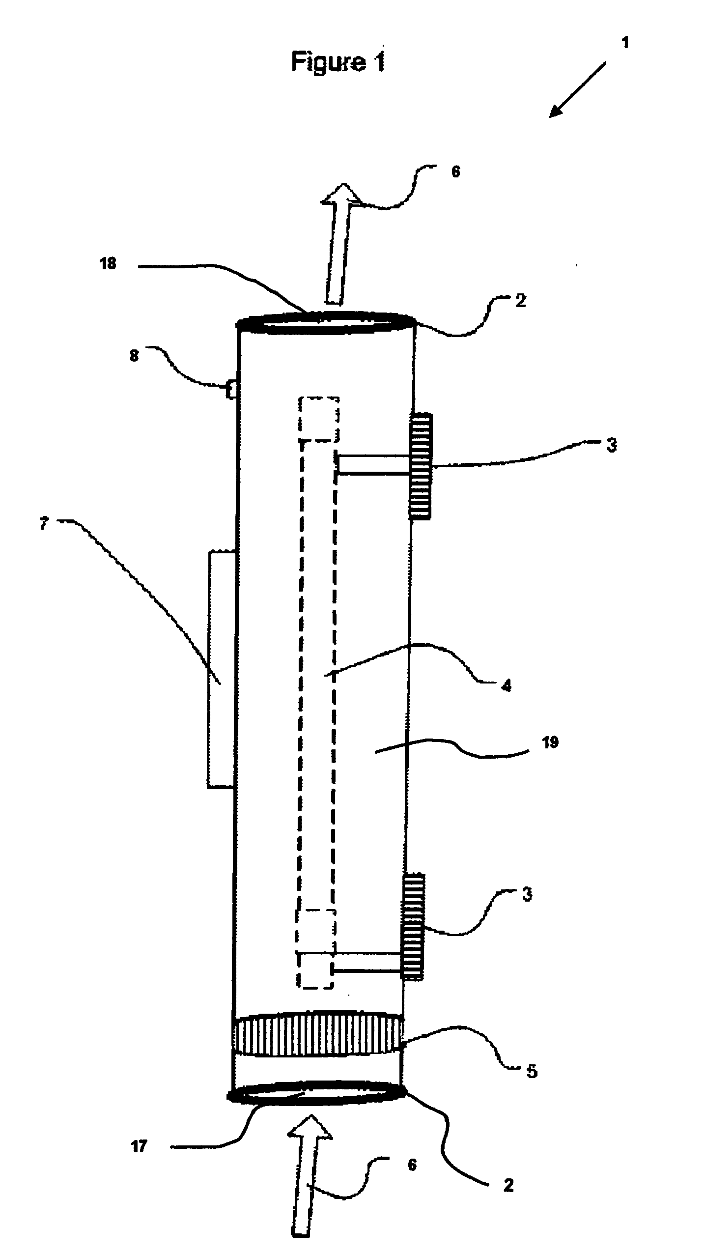 Cartridge device containing uvc for air disinfection. "uvbio-clean"