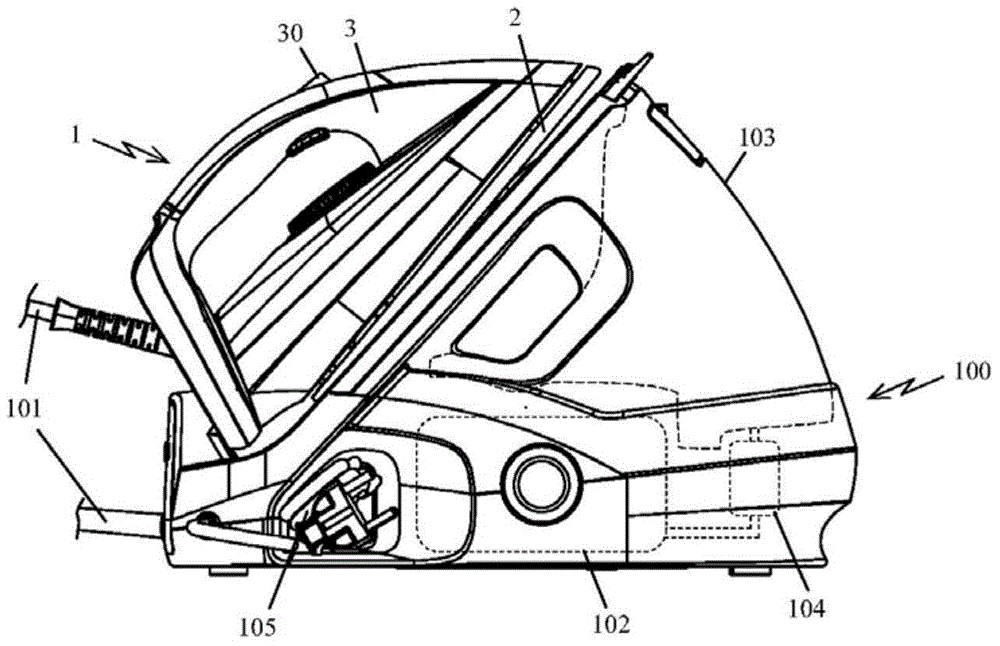 Steam ironing appliance comprising a steam generator and an iron