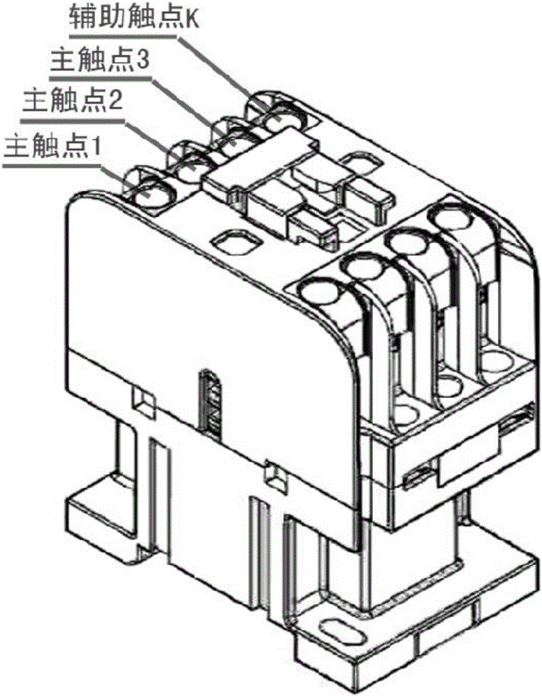 Energy-saving alternating current contactor using special-shaped bridge and auxiliary contact