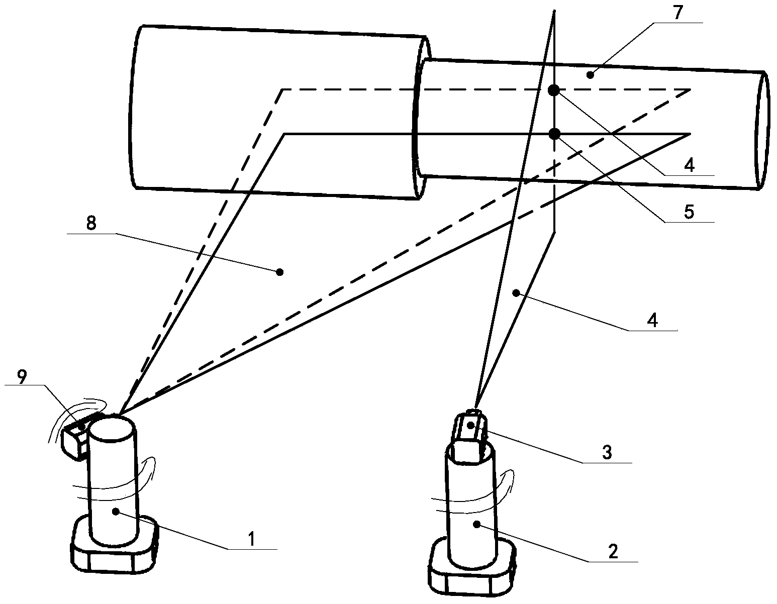 Non-contact measurement method for sizes of forged pieces