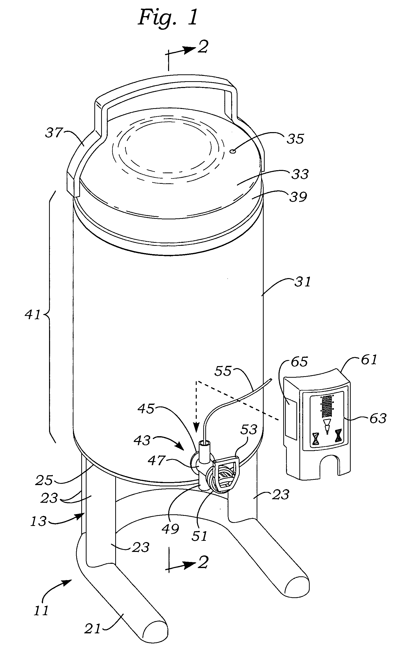 Automated level indicator for liquids container