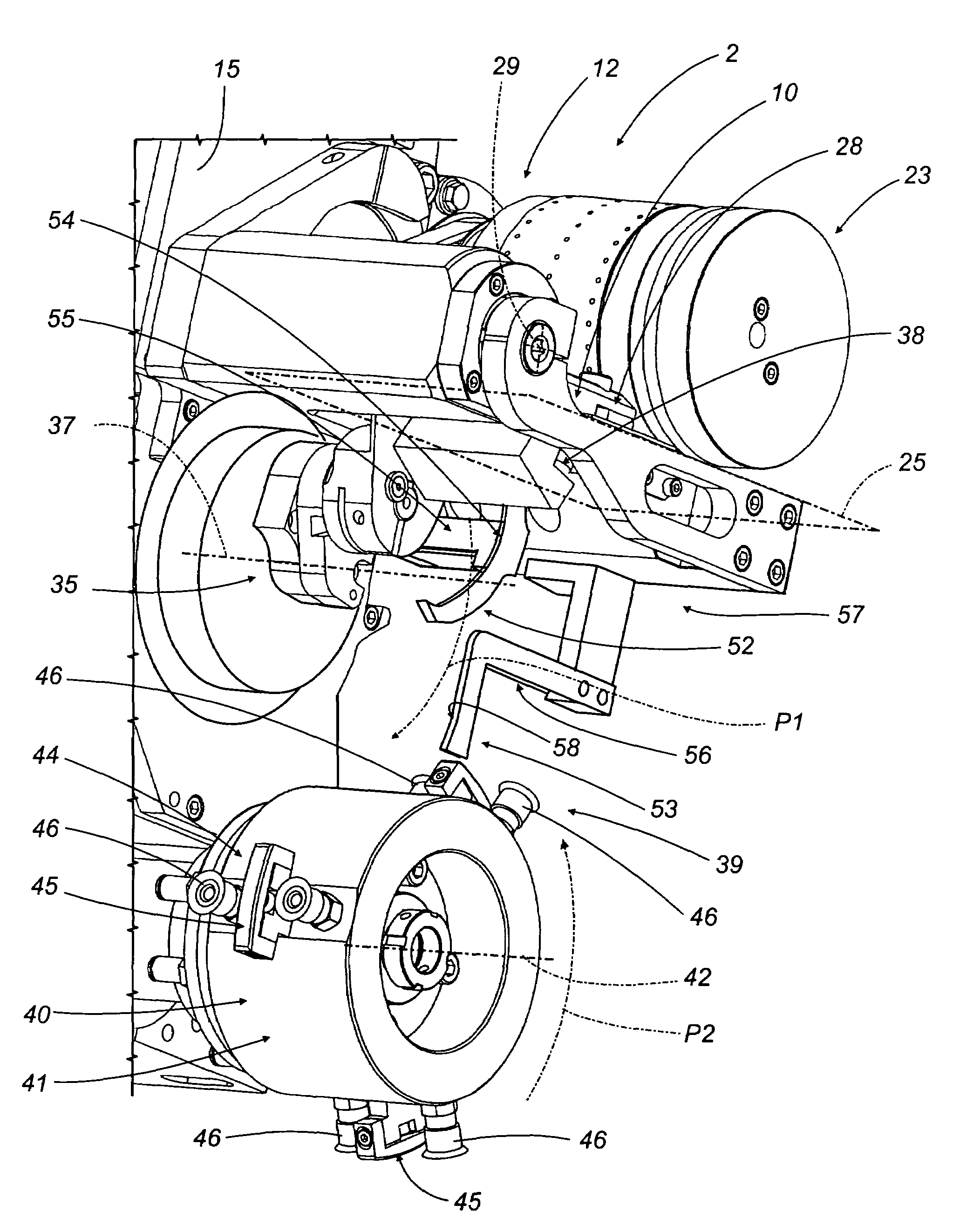 Unit for applying printed slips to packets in packaging machines