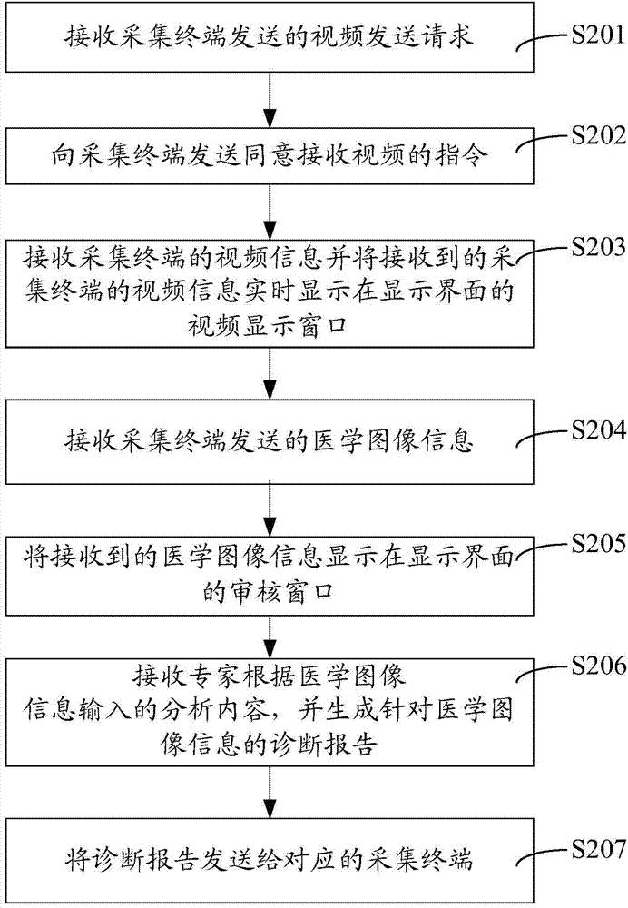 Remote diagnosis method, diagnosis terminal, acquisition terminal and system