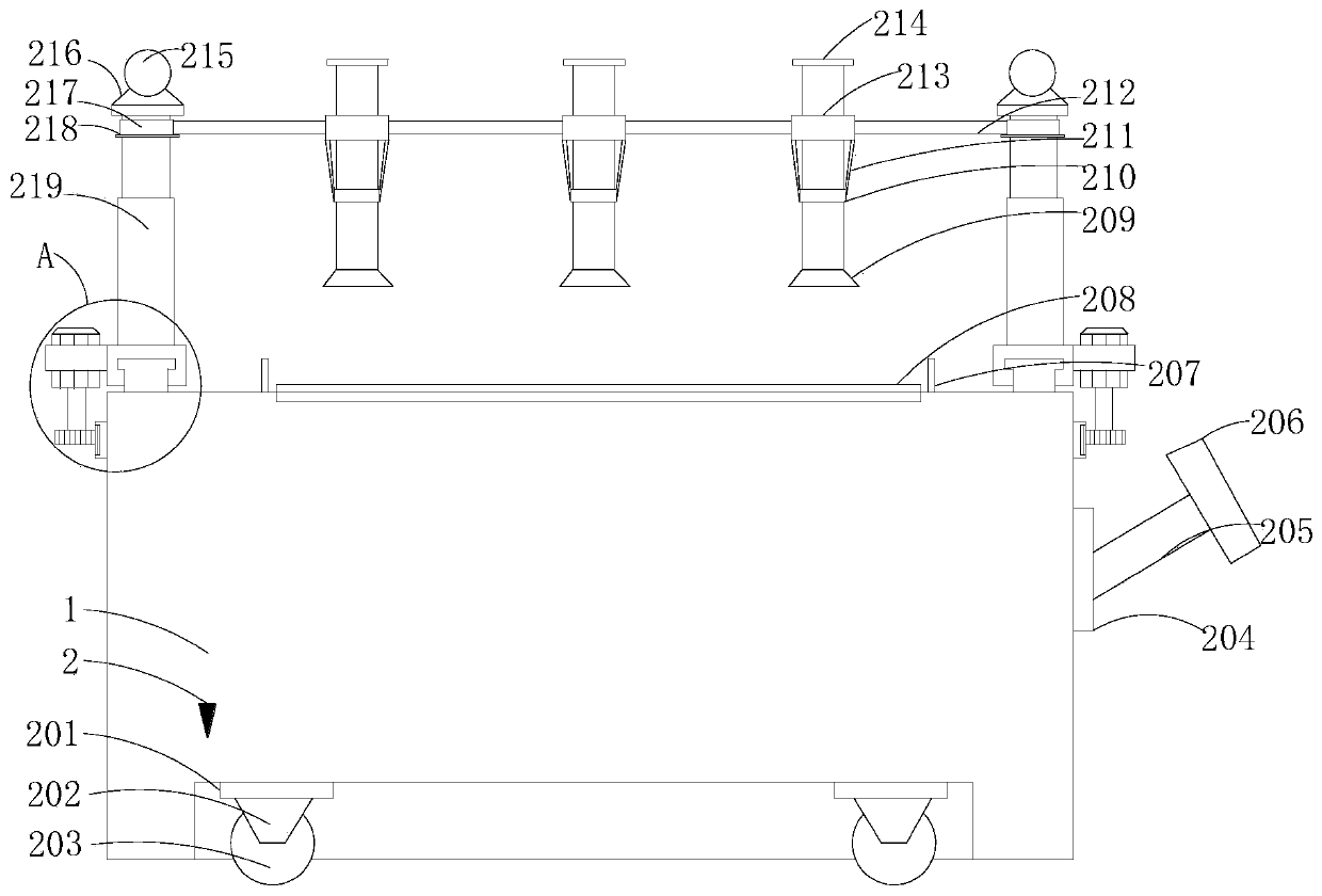 Water blowing structure for plastic-wood material processing