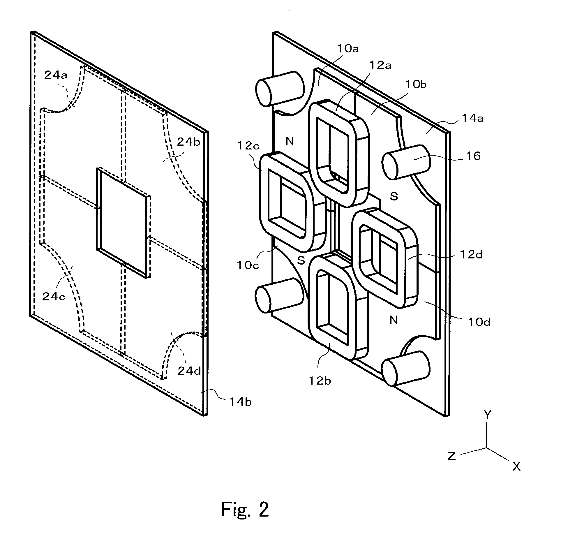 Magnetic actuator with reduced magnetic flux leakage and haptic sense presenting device