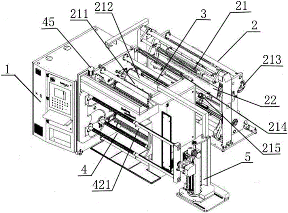 Thin film dividing and cutting machine with rolling shafts overturnable