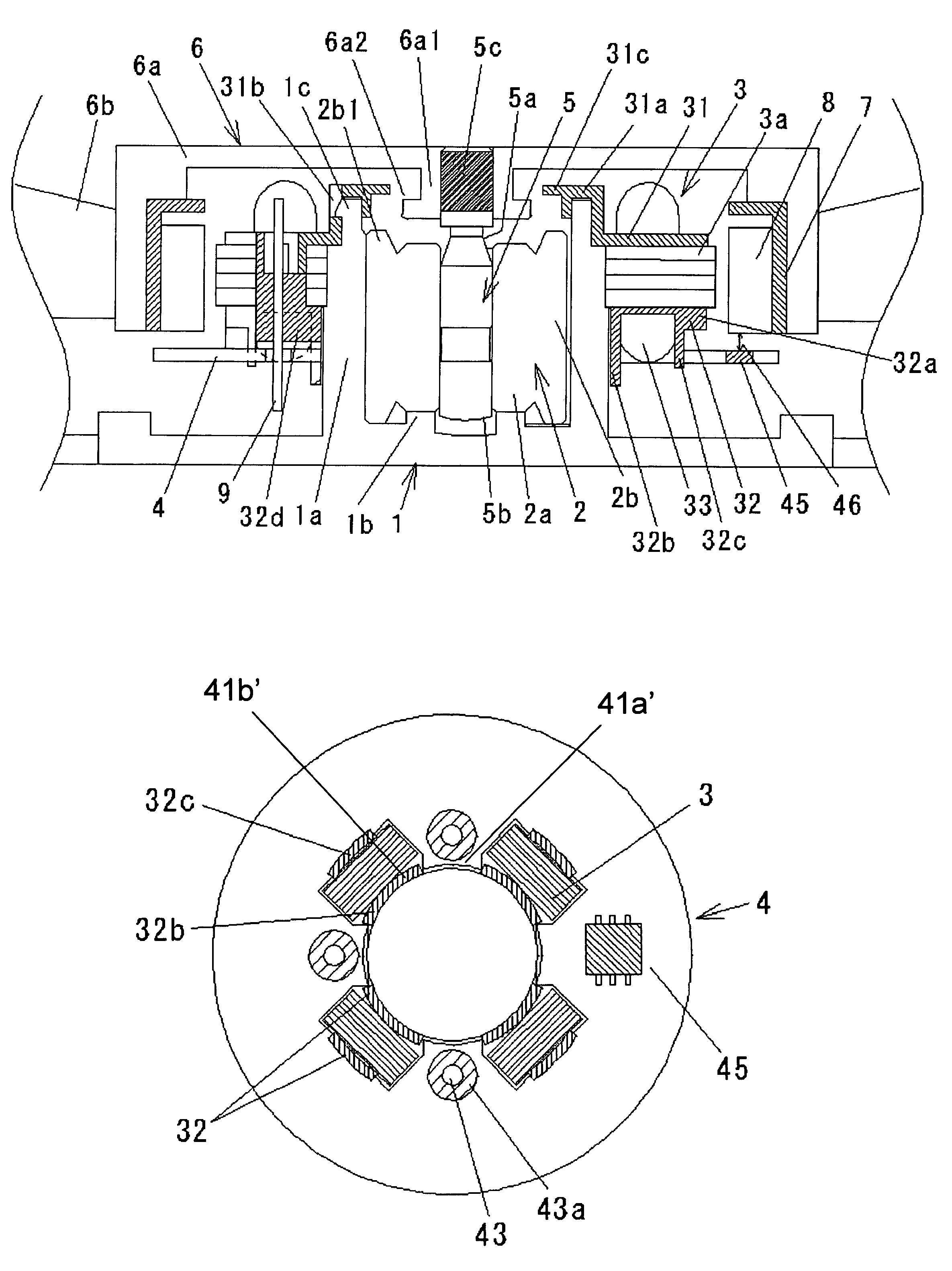 Brushless motor having a circuit board having a central hole and escape holes