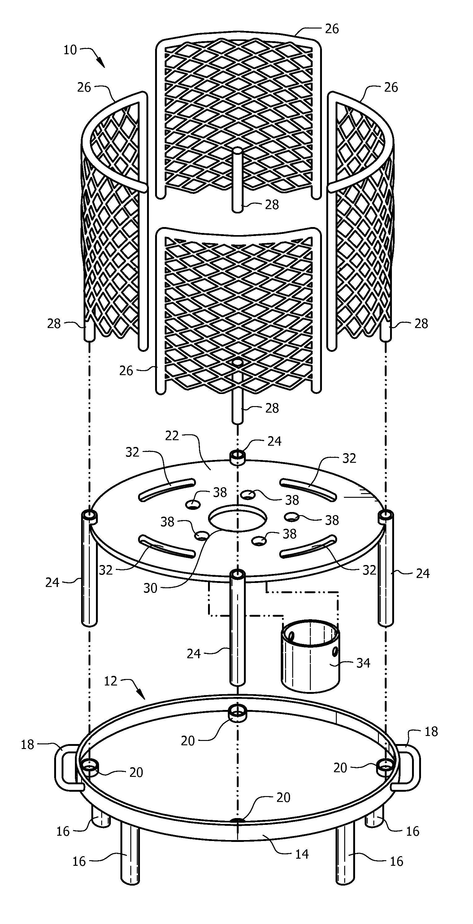 Fire pit that occupies a small space when disassembled