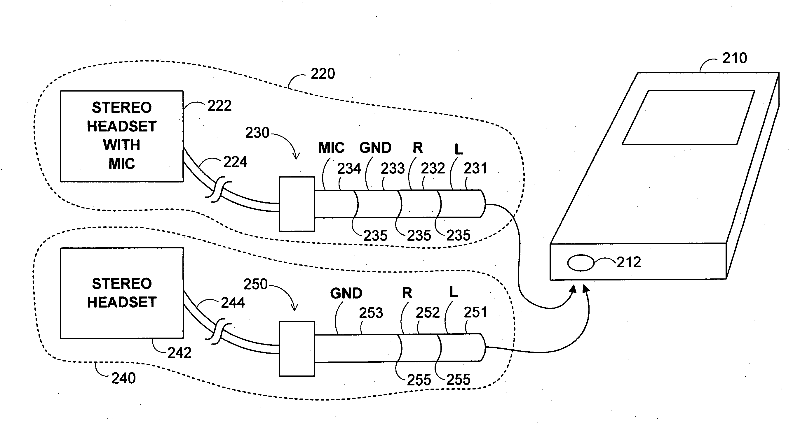 Audio I/O headset plug and plug detection circuitry