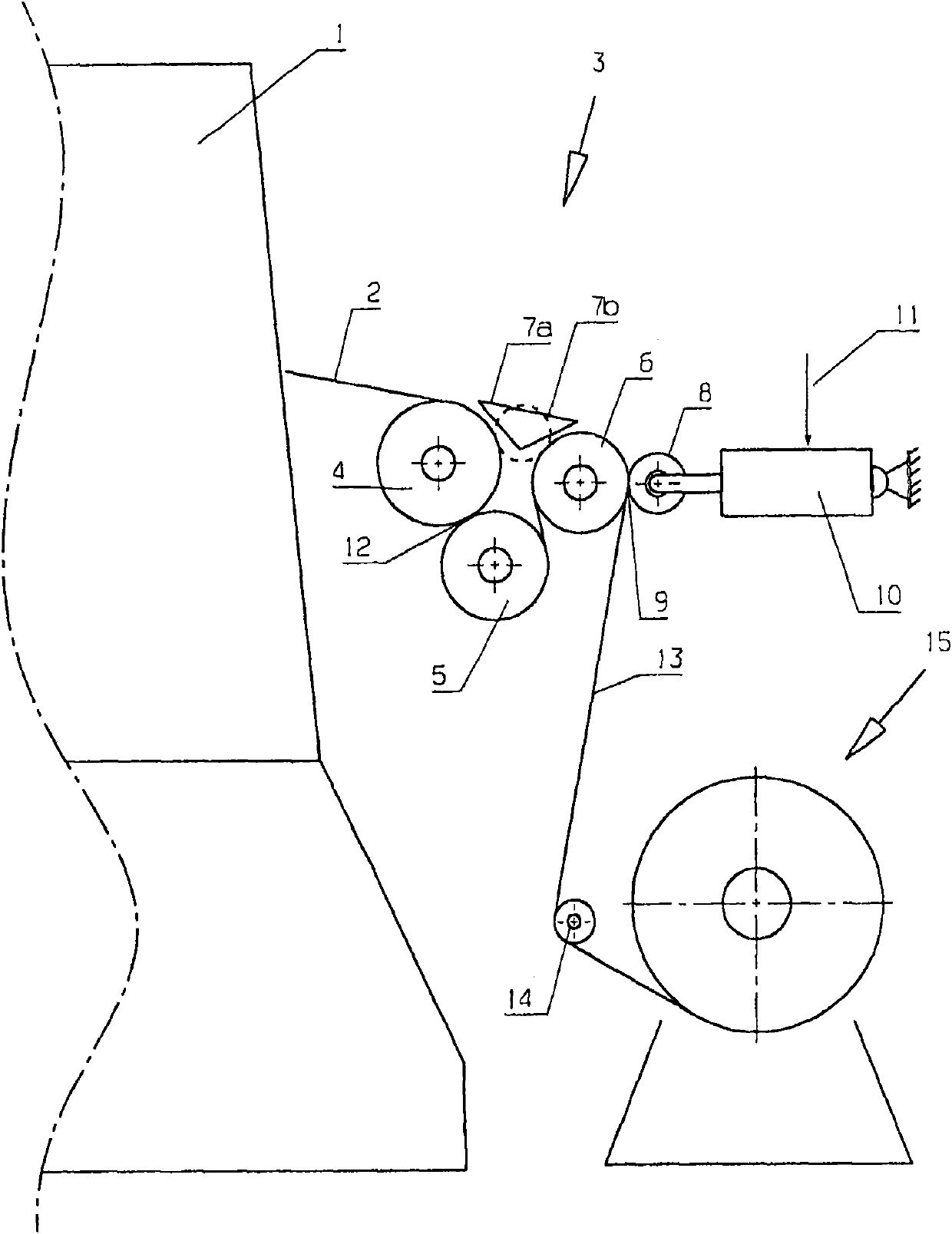 Device for drawing fabric breadth of surface-shaped textile from textile machine, especially tricot machine