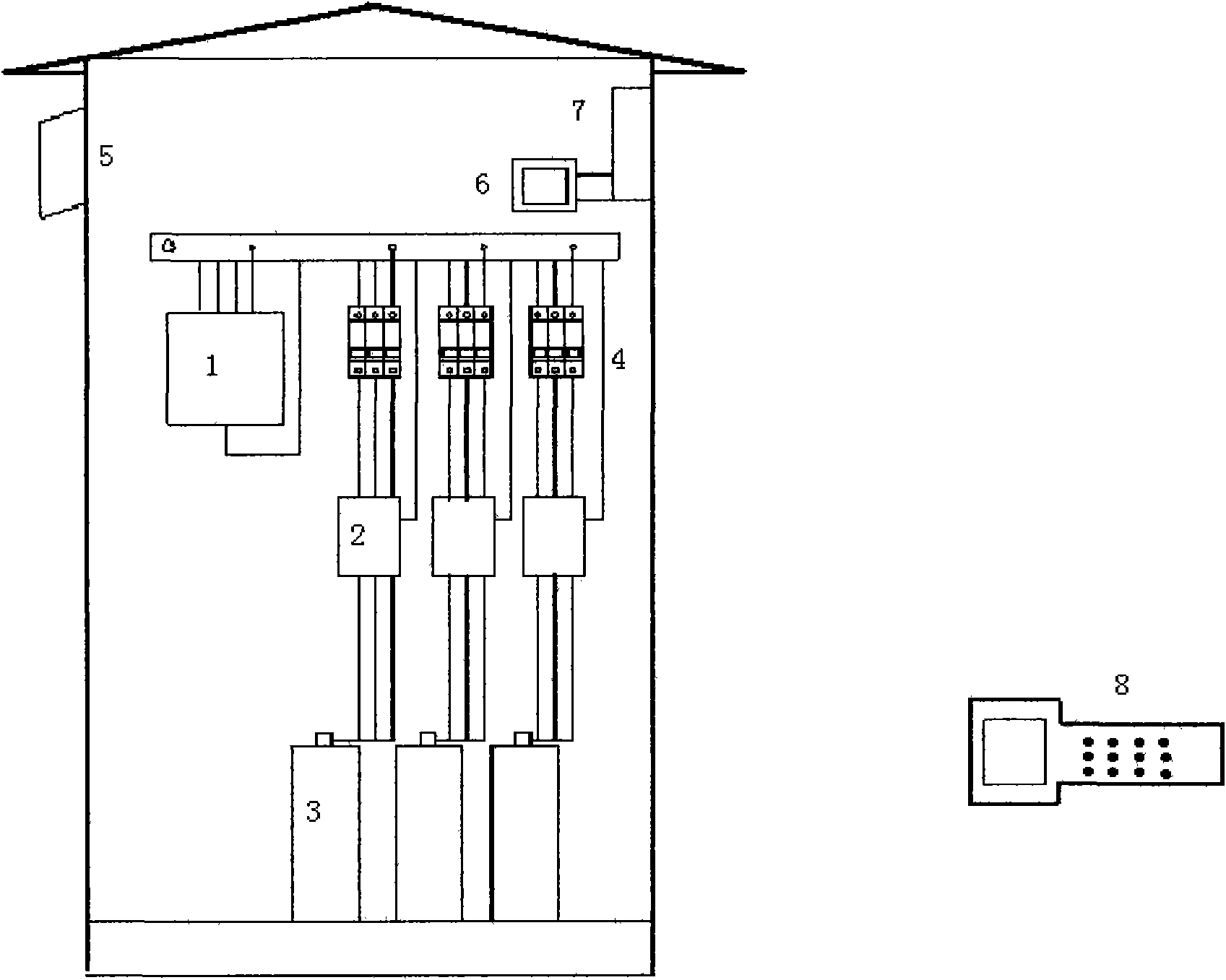 Branch-line voltage regulation device with controller taking voltage as criterion and combination switch