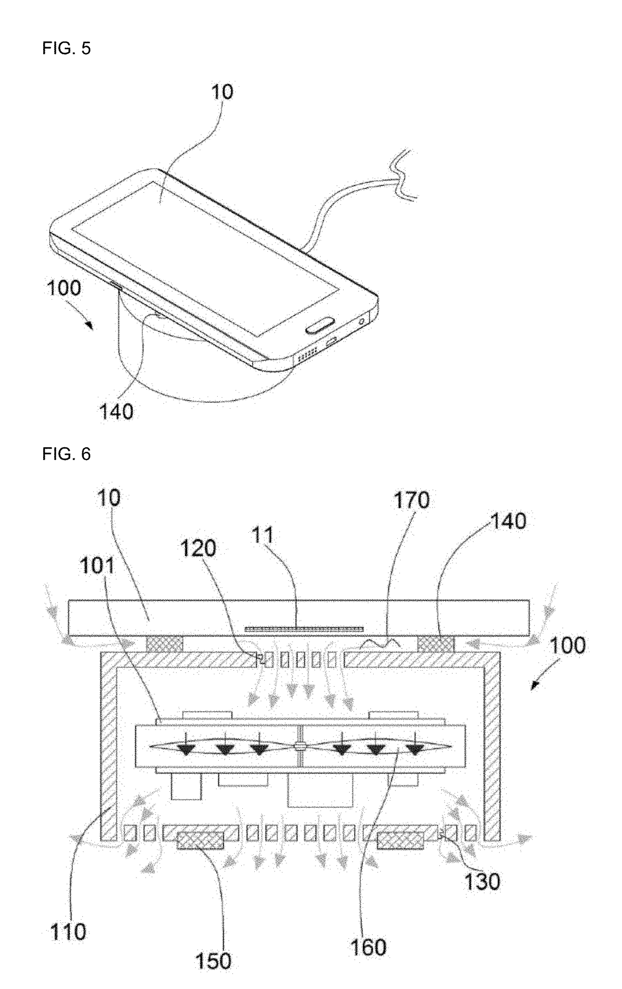 Wireless charger with structure for directly cooling portable terminal