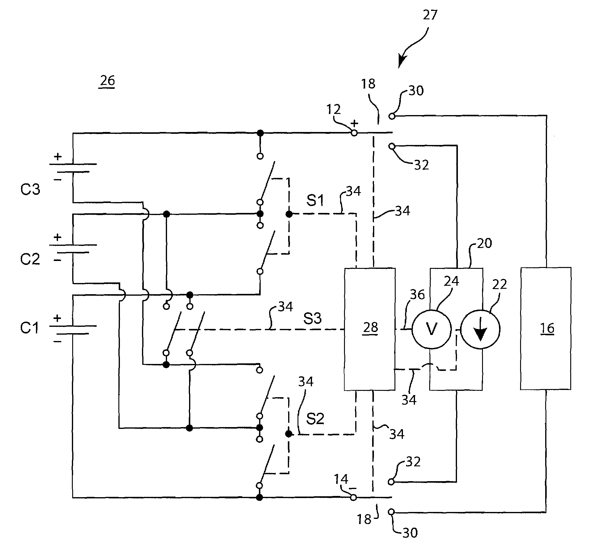 Cell balancing battery pack and method of balancing the cells of a battery