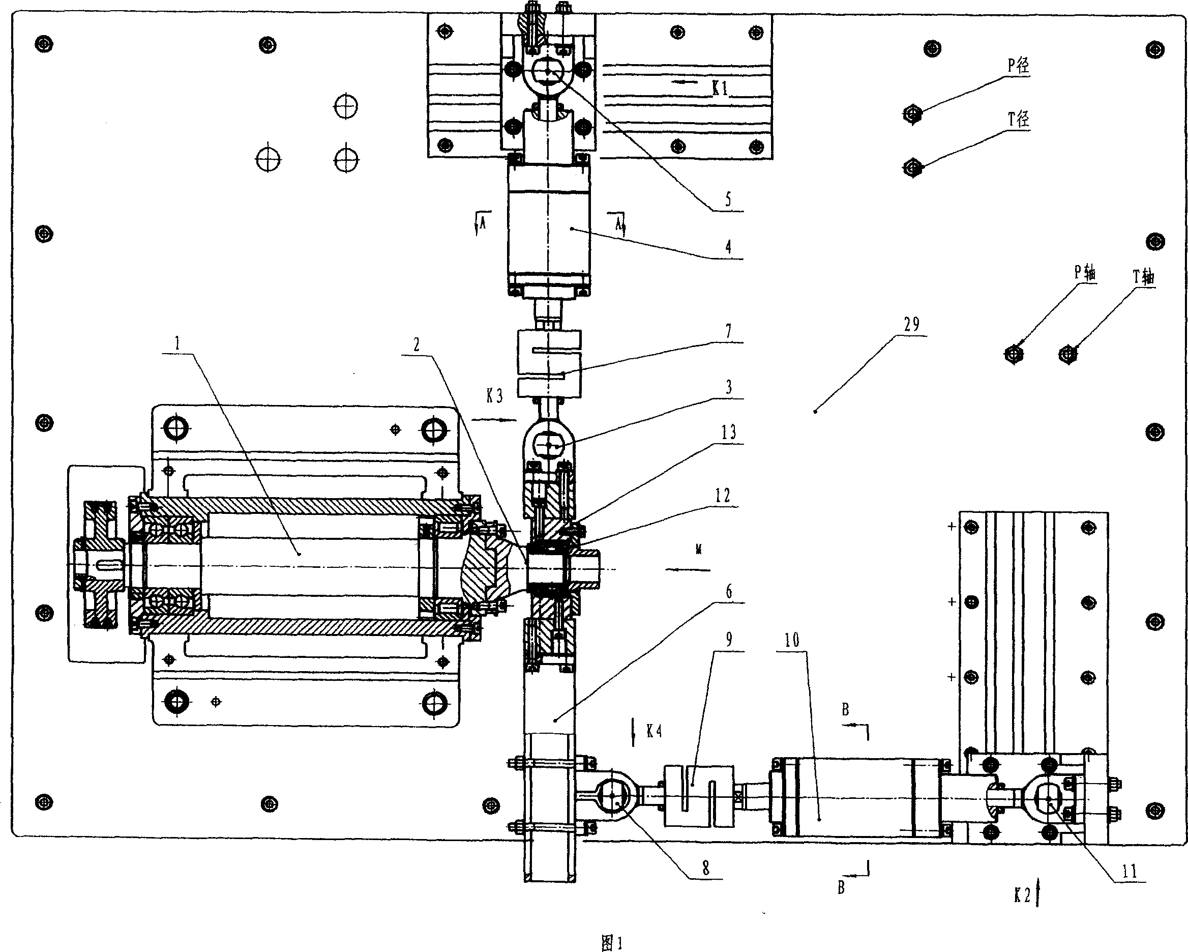 Simulation test loading device for automobile wheel hub bearing unit