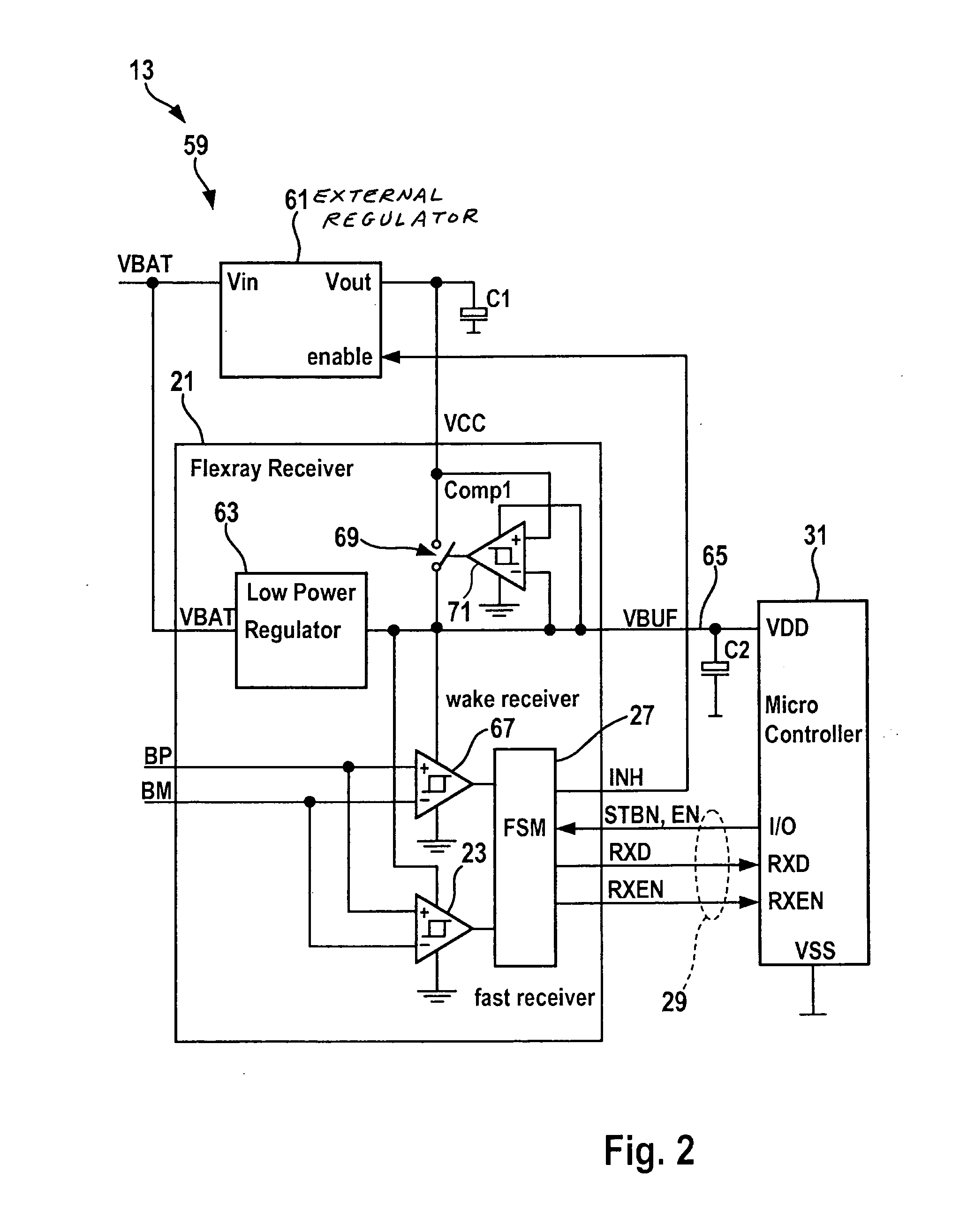 Circuit configuration having a transceiver circuit for a bus system and nodes for a bus system