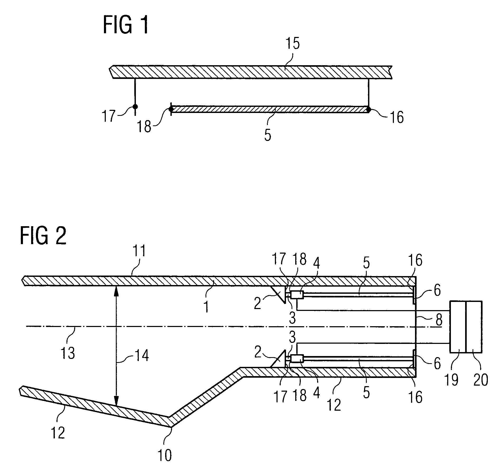 Method and sensor setup for determination of deflection and/or strain for failure detection