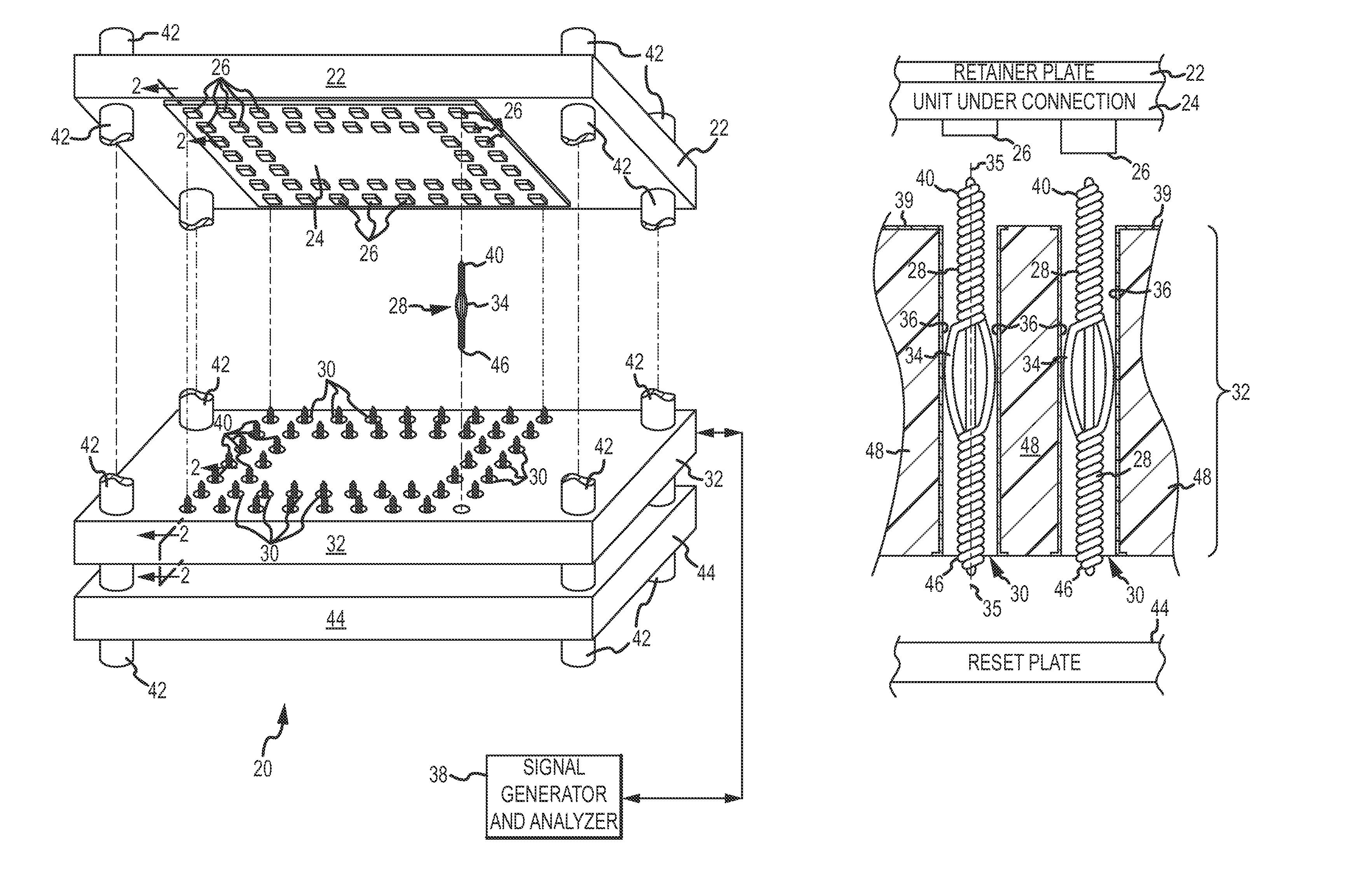 Interconnection interface using twist pins for testing and docking