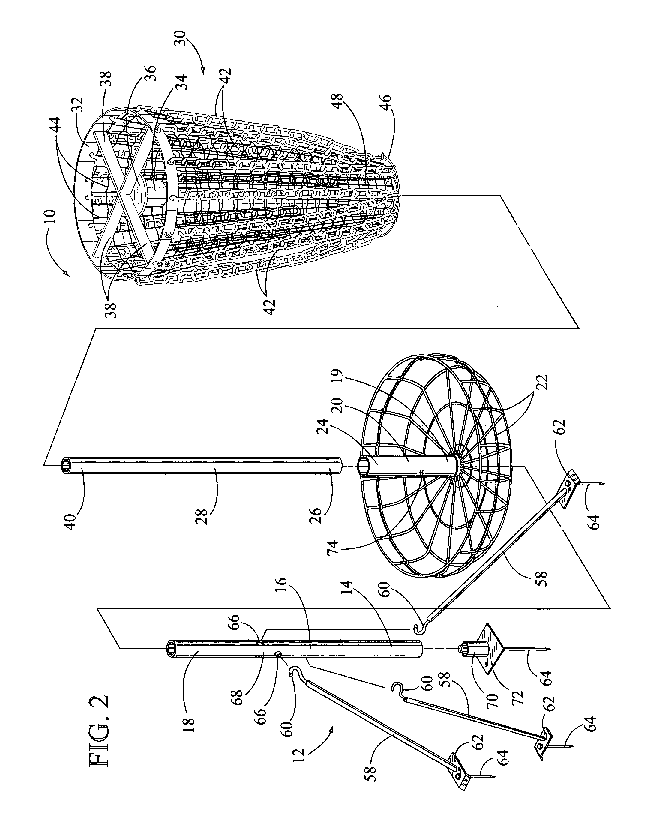 Flying disk target assembly for engaging and catching flying disk