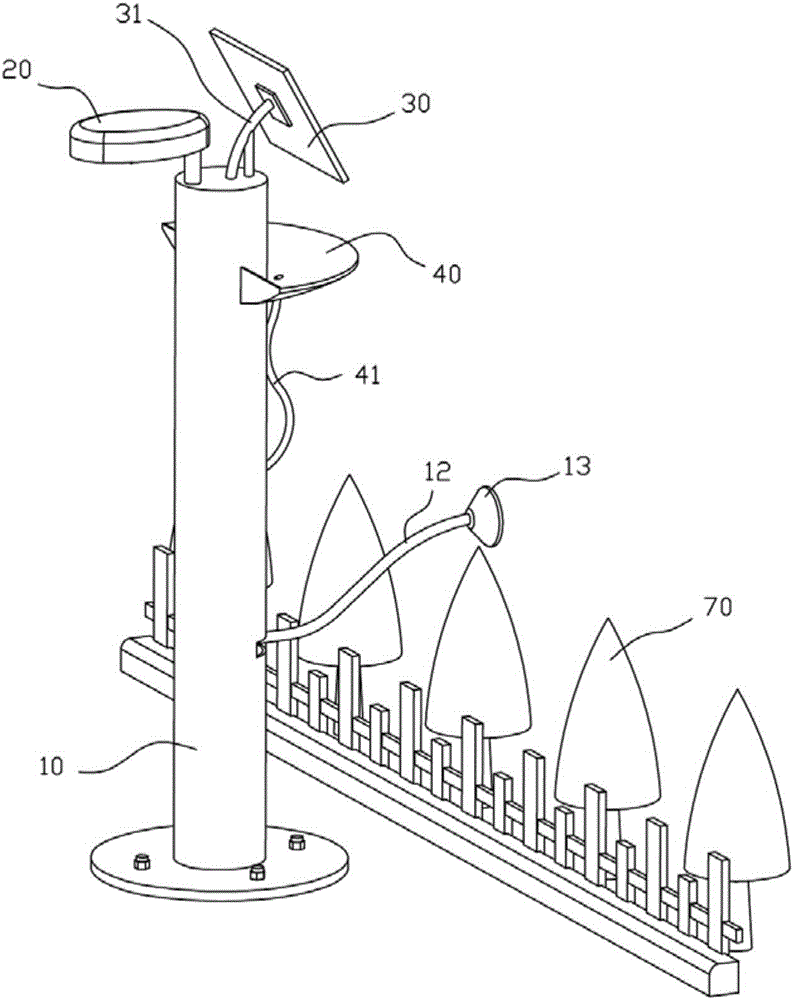 Solar street lamp with irrigation function