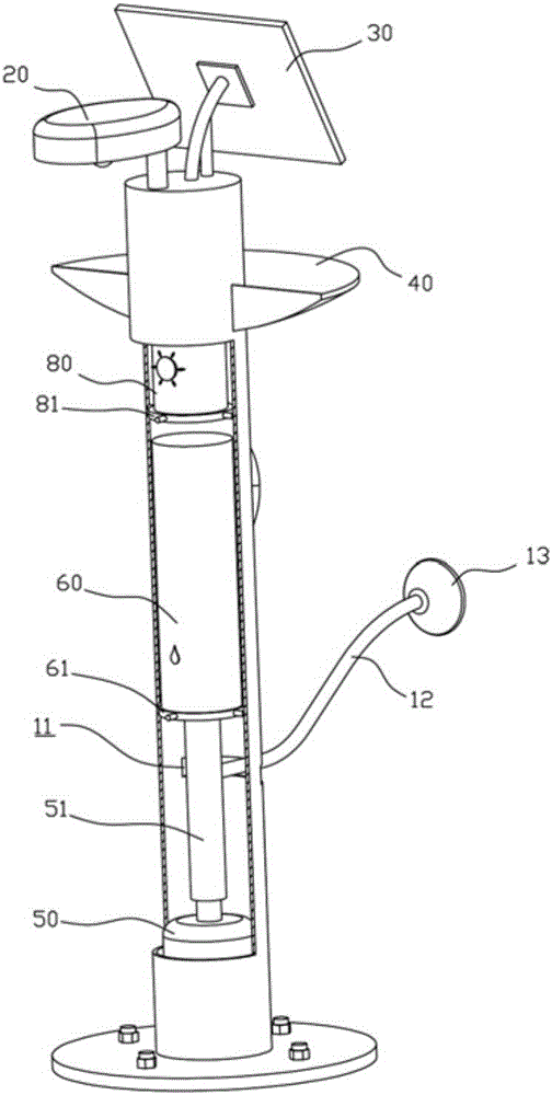 Solar street lamp with irrigation function