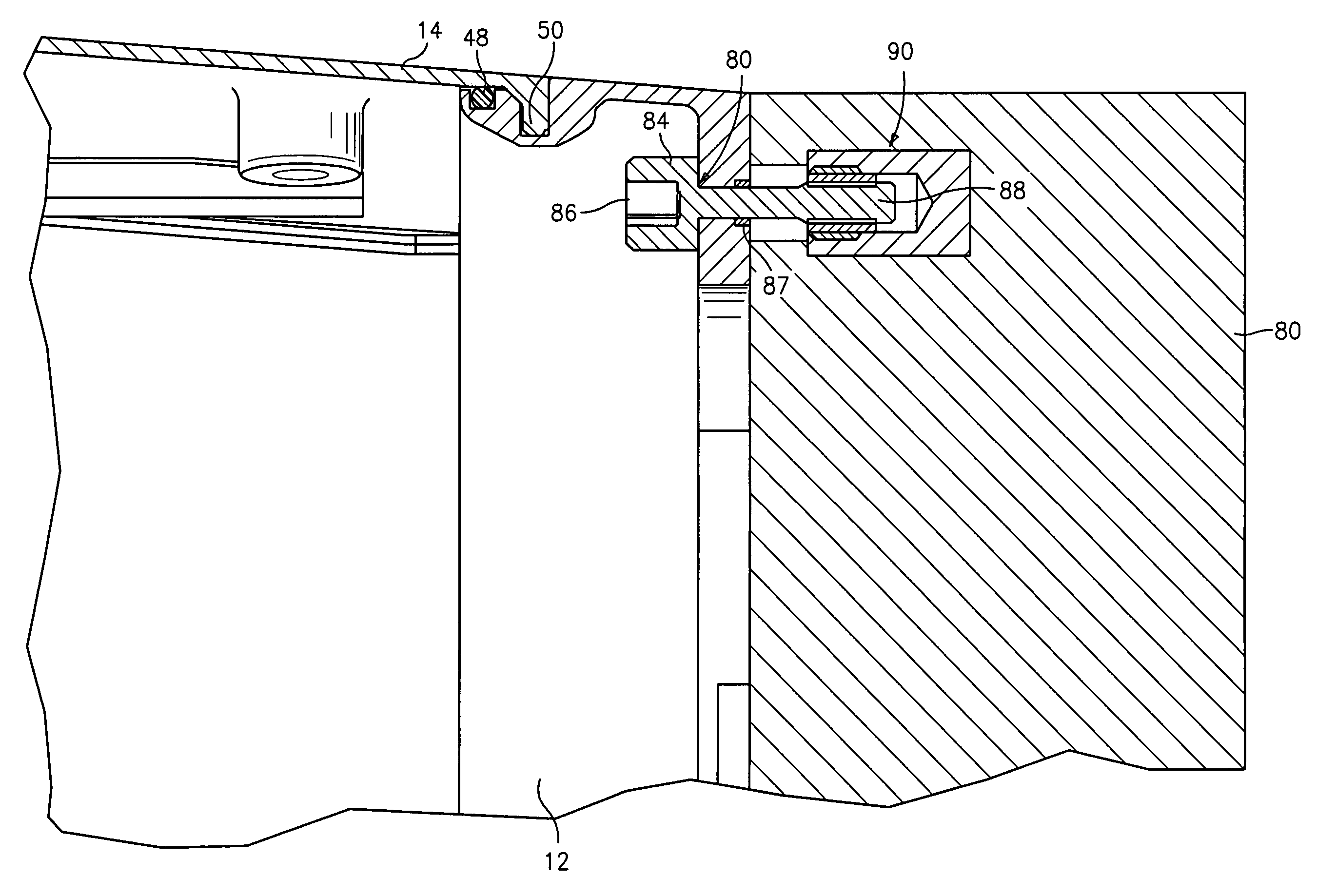 Split flange V-groove and anti-rotation mating system