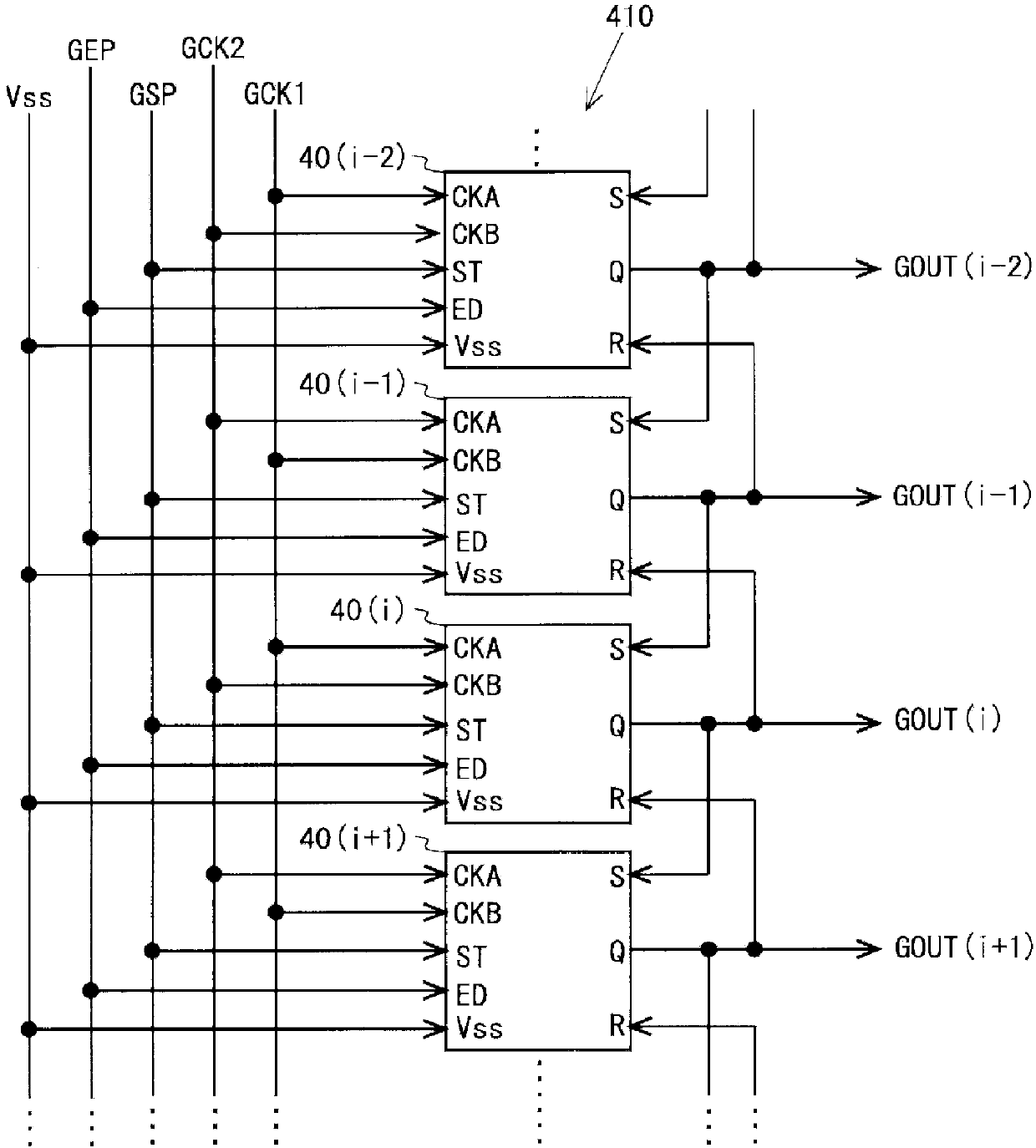 Scanning signal line driving circuit, display device provided therewith, and scanning signal line driving method