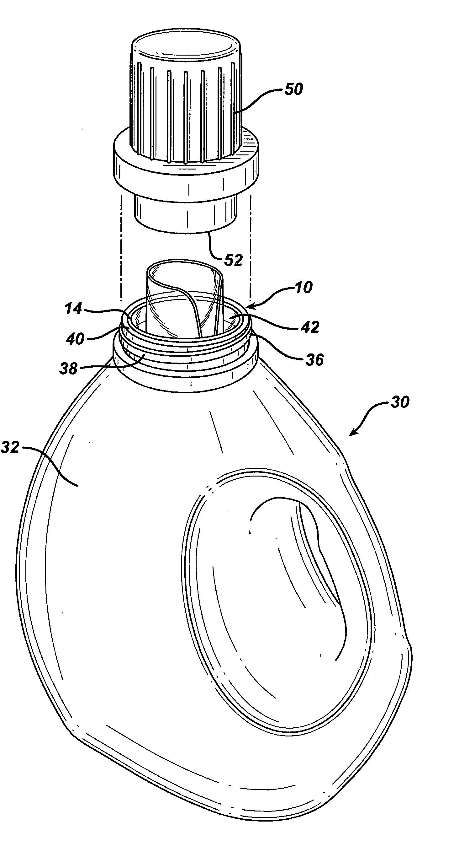 Pour spout fitment and container