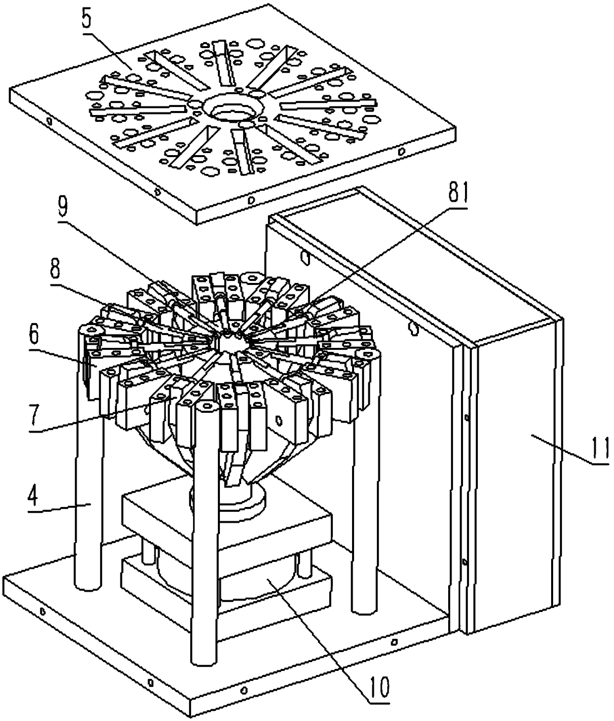 Flower-bud-type telescopic universal lamp cap dotting machine