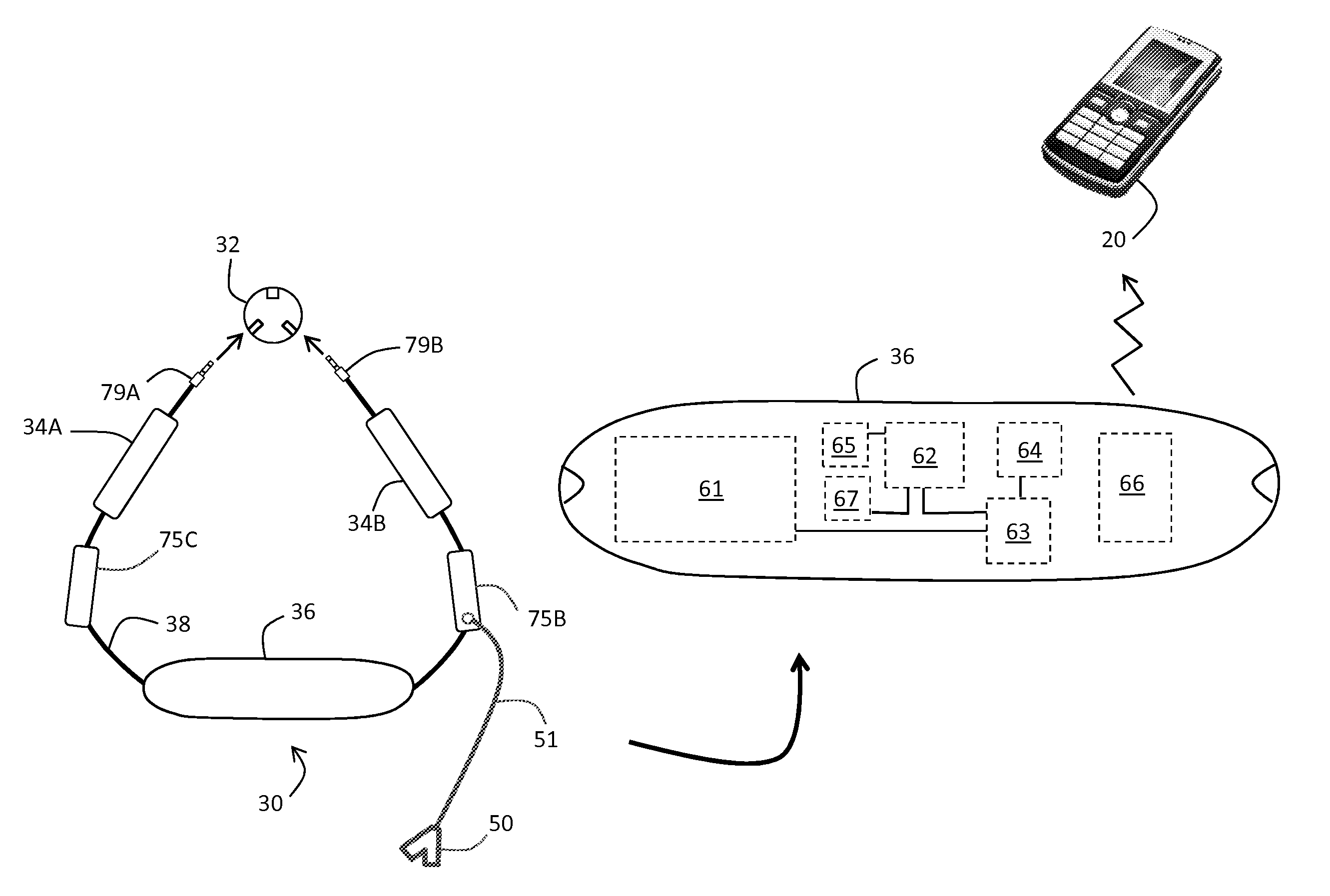 Necklace-shaped physiological monitor