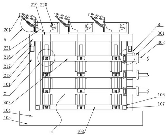 Steel stacking device for steel shearing machine processing