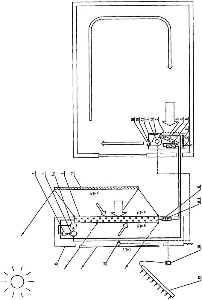 Upward air curtain split heat pump air conditioner driven by air-solar hybrid source