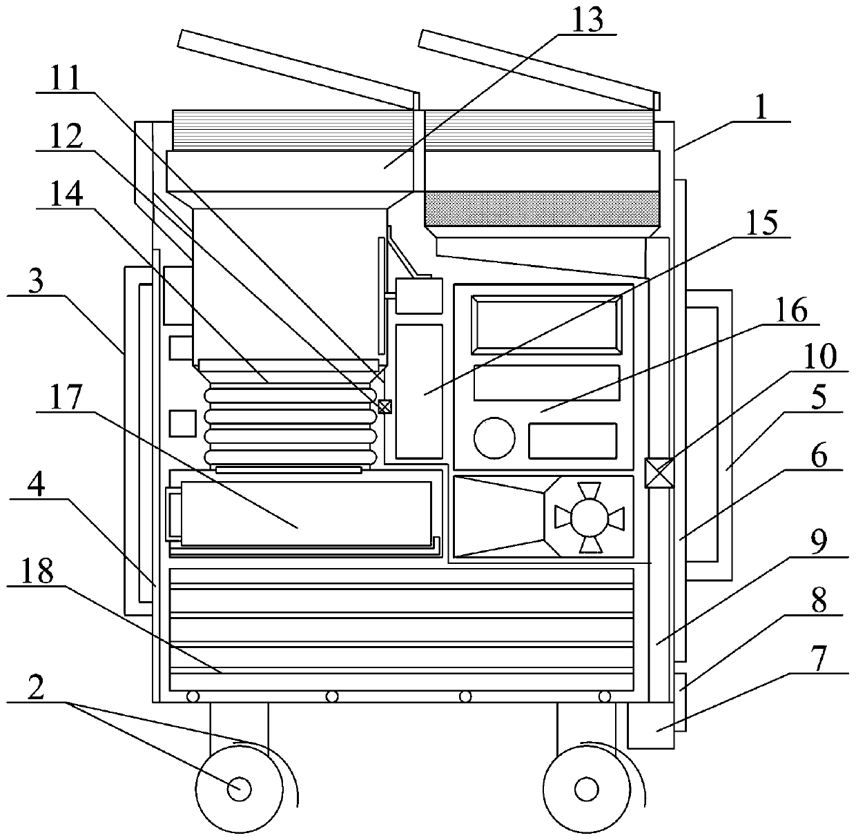 A self-cleaning towel storage device in a multifunctional nursing department