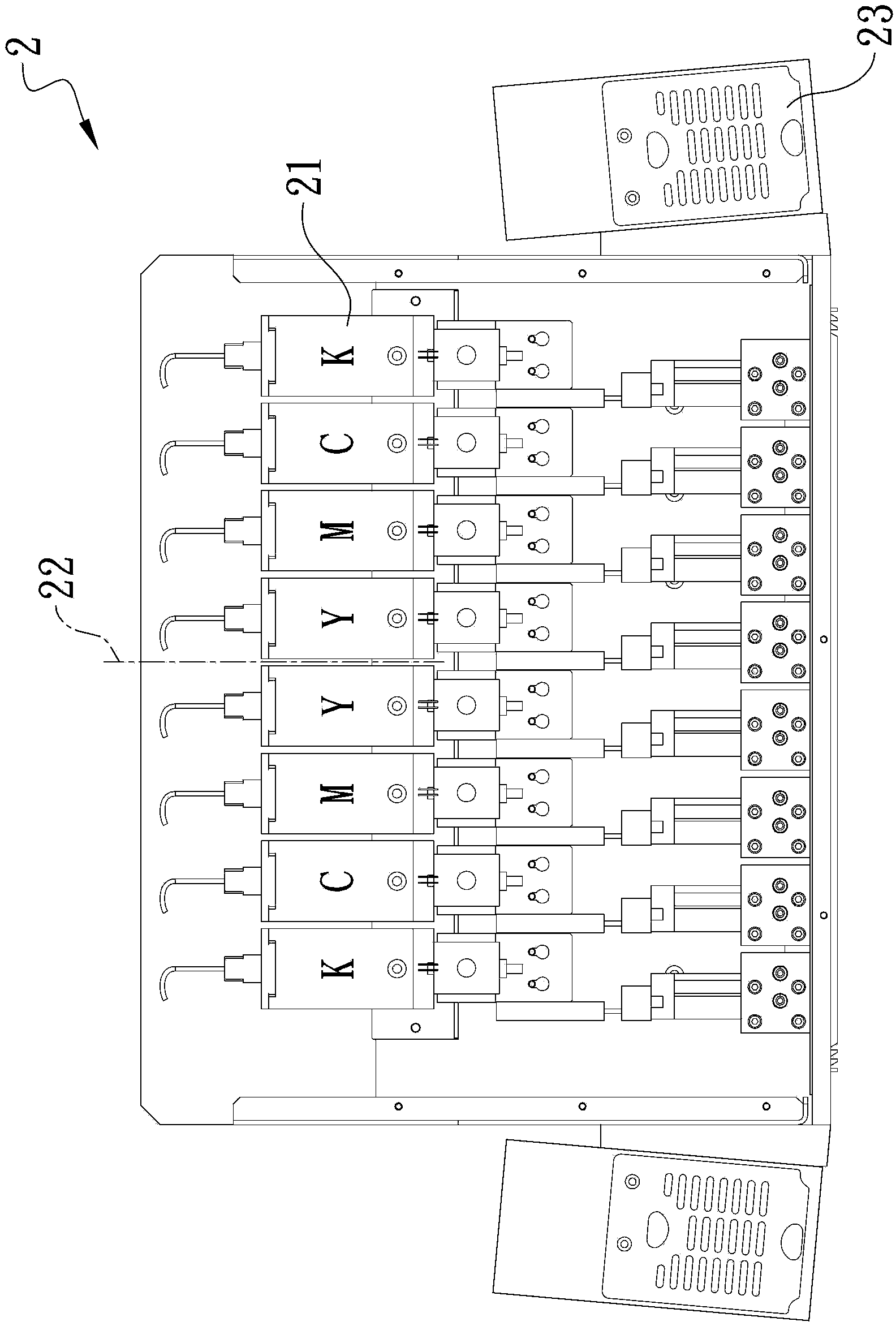 UV (ultraviolet) ink jet printer bright surface line printing method capable of ensuring transparency and high color concentration of light reflecting film of processed piece