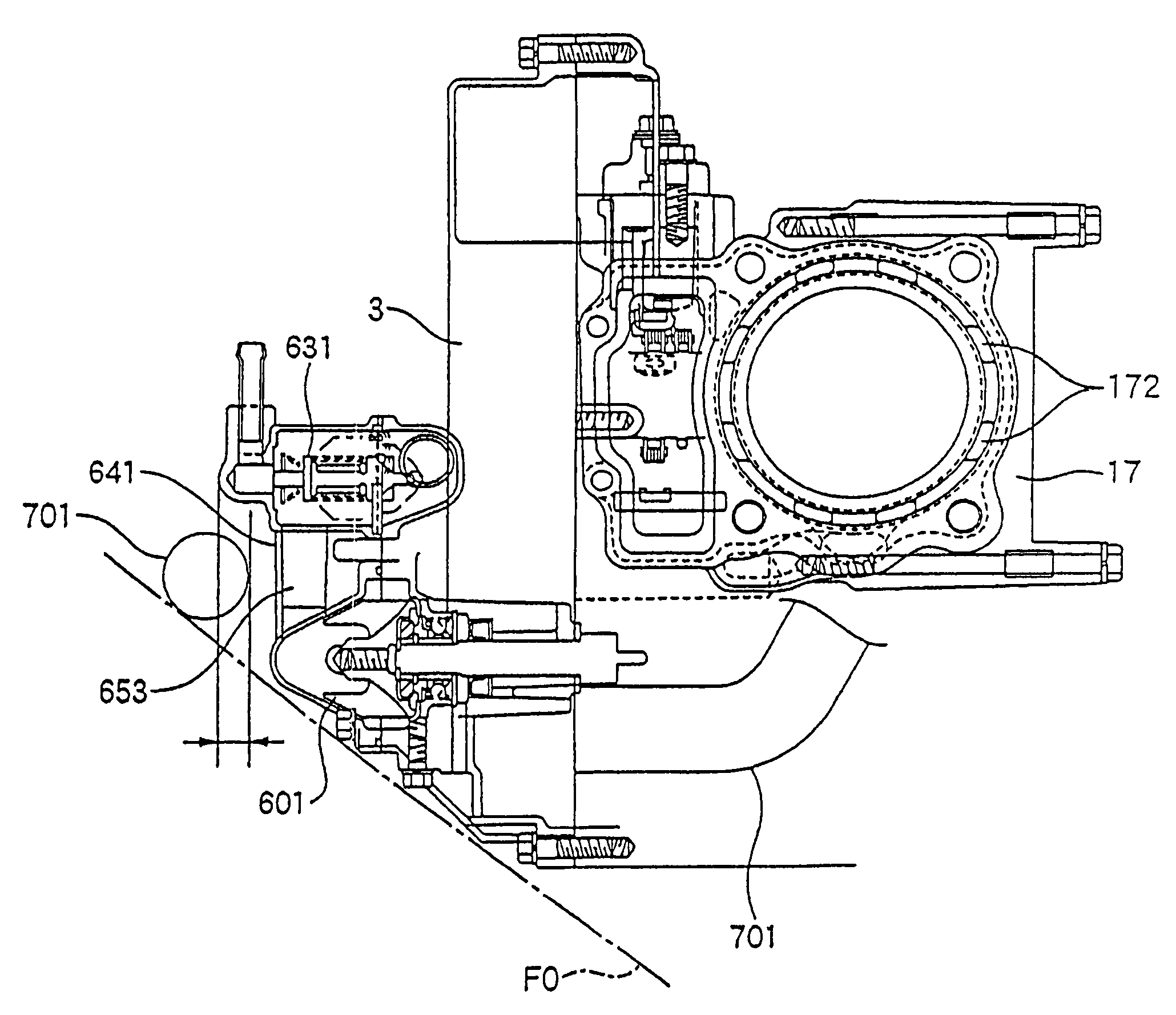 Engine cooling structure, and engine incorporating same