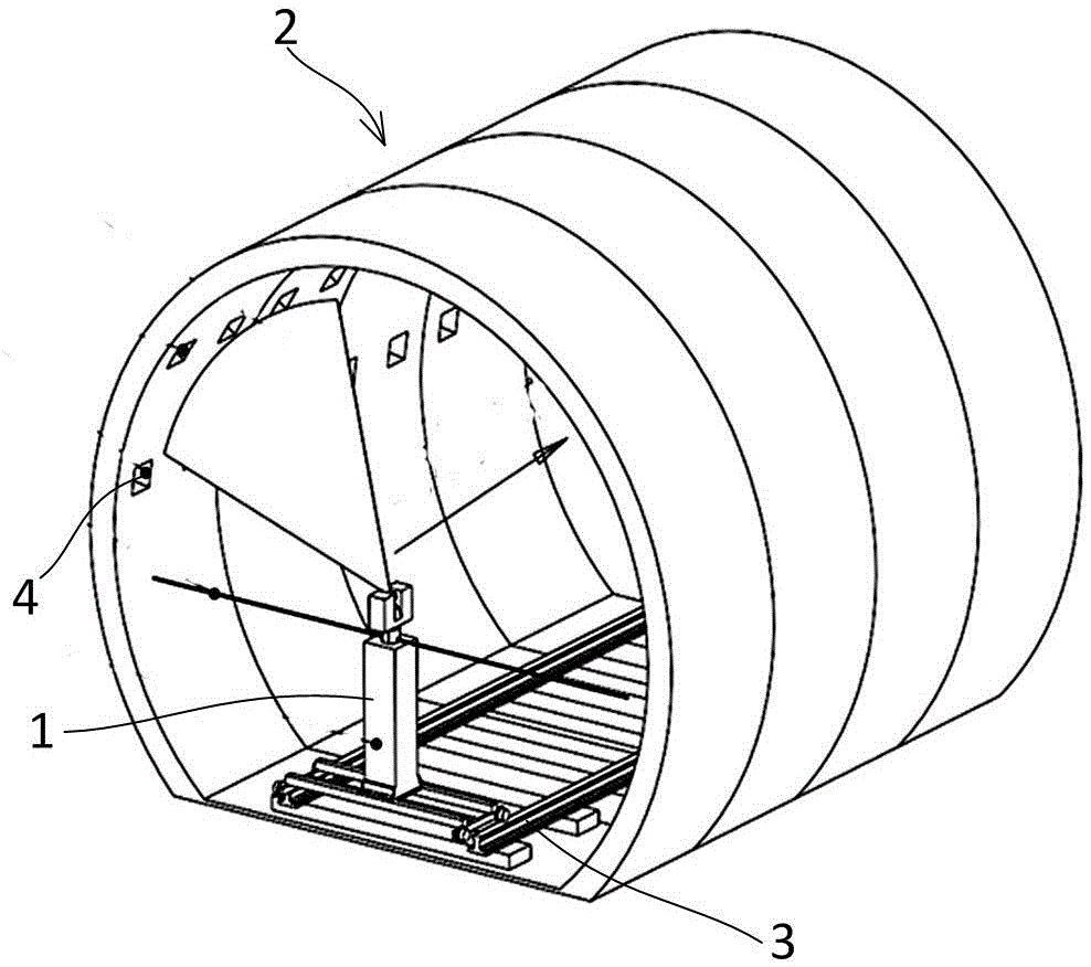 Mileage positioning method based on geometrical characteristic moving scanning data of lining cross section