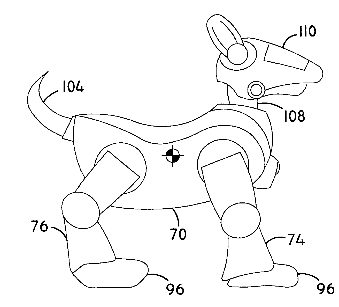 Self-stabilizing walking apparatus that is capable of being reprogrammed or puppeteered