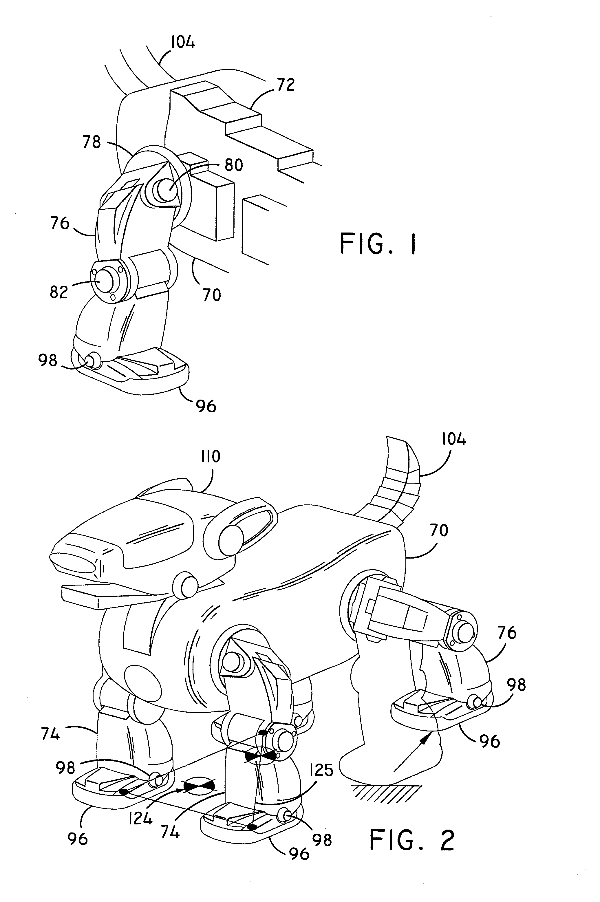 Self-stabilizing walking apparatus that is capable of being reprogrammed or puppeteered