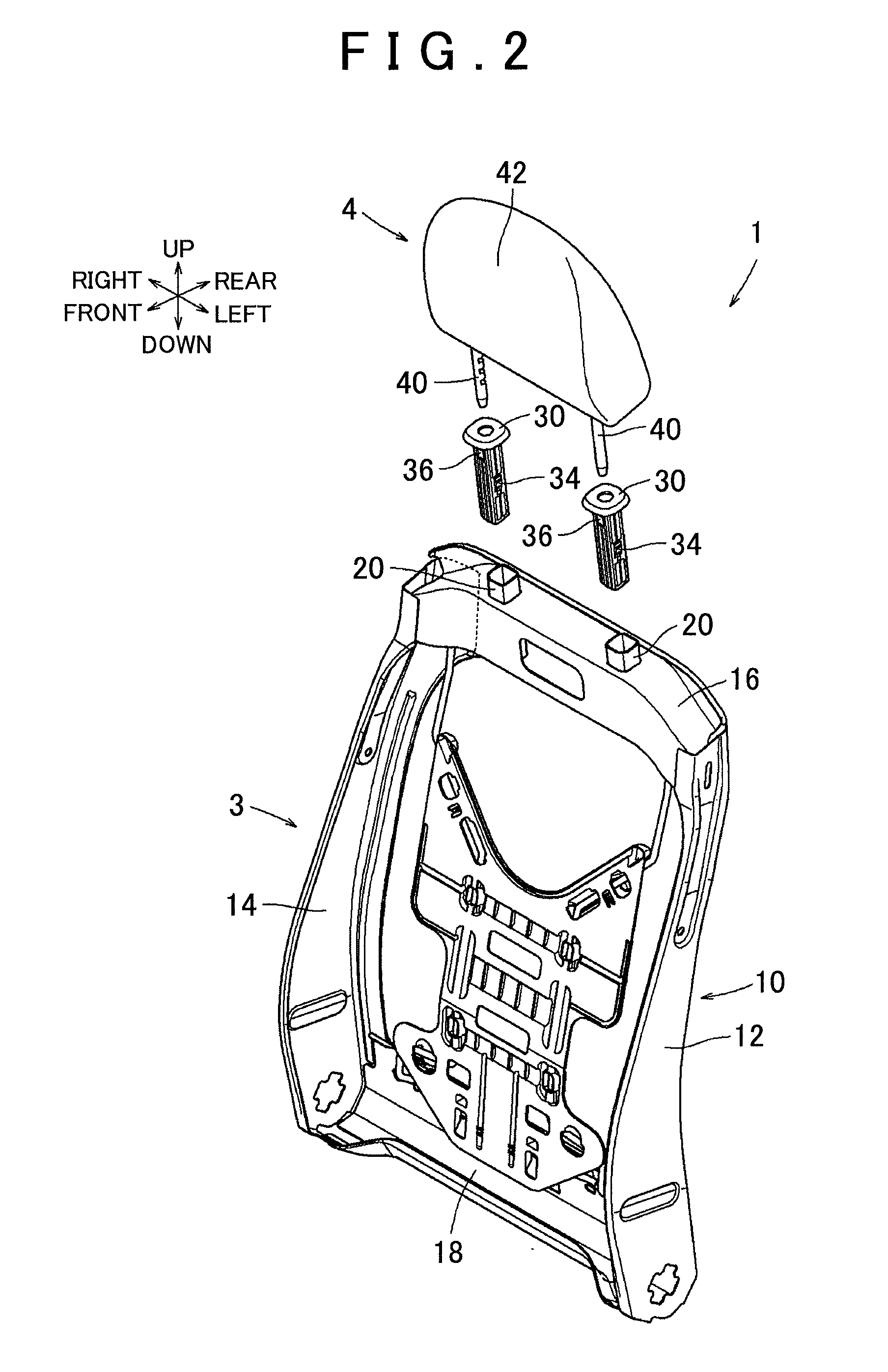 Headrest mounting structure vehicle seat