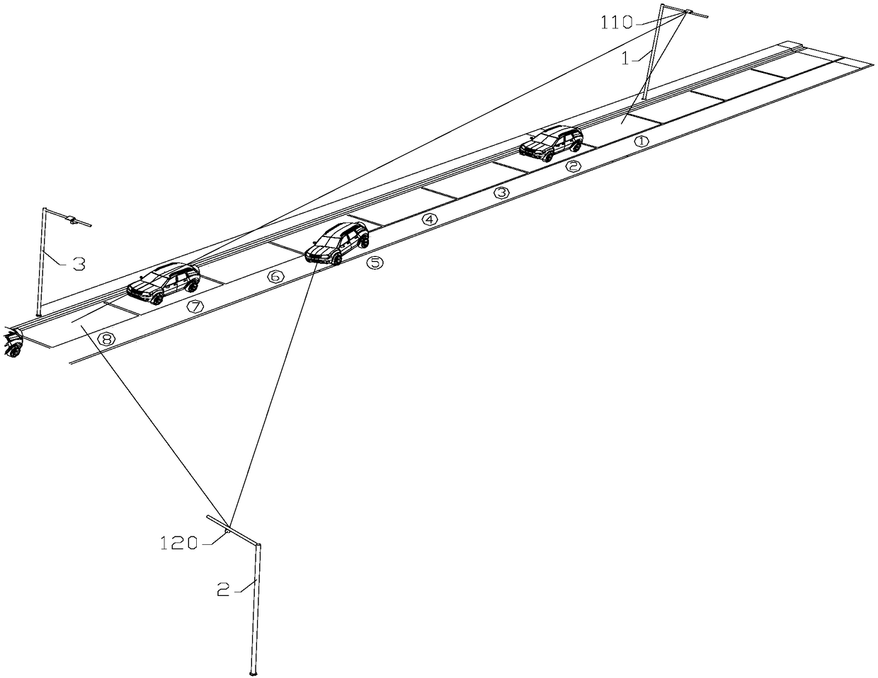 Roadside parking management system based on opposite visual angle complementation