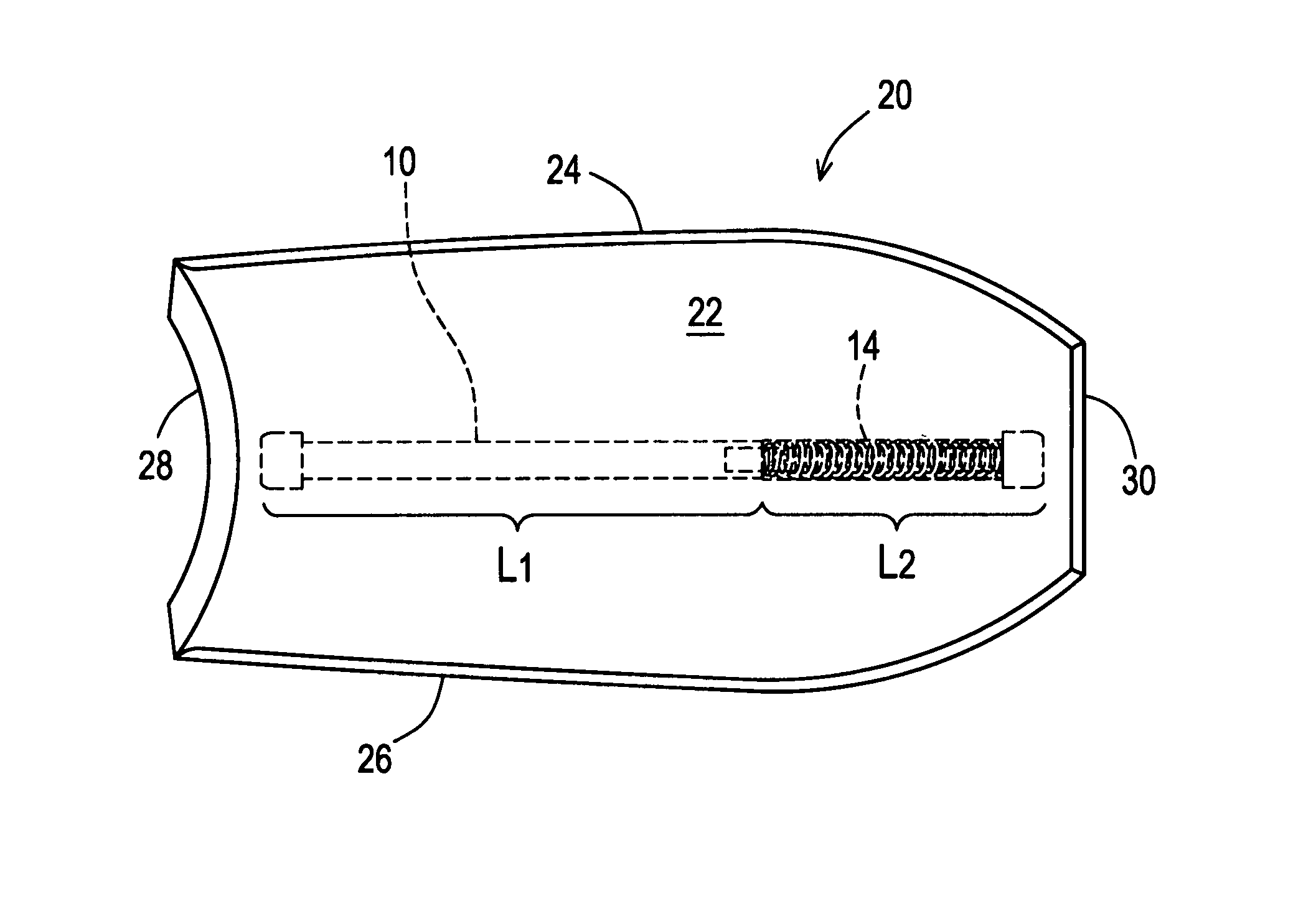 Flexible encapsulated spring stringer for bodyboard