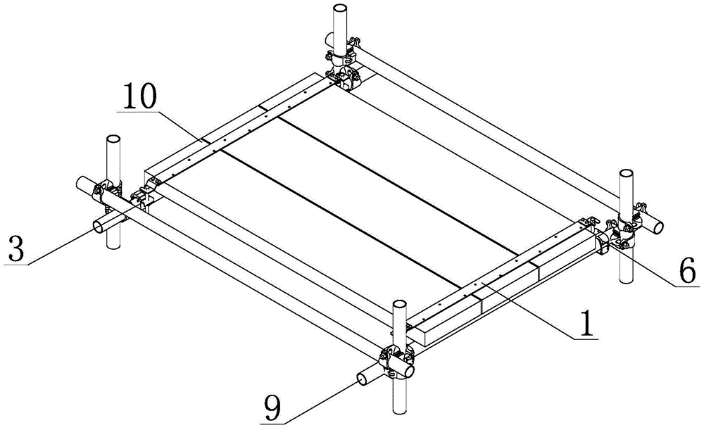 Scaffolding springboard assembled fixing device and method