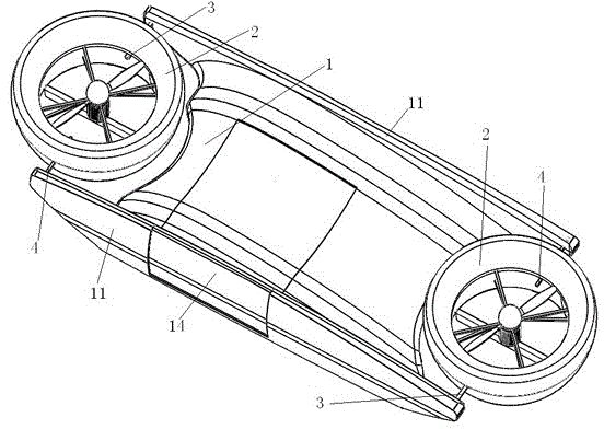 Double ducted-propeller electric manned aircraft capable of taking off and landing vertically