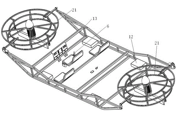 Double ducted-propeller electric manned aircraft capable of taking off and landing vertically