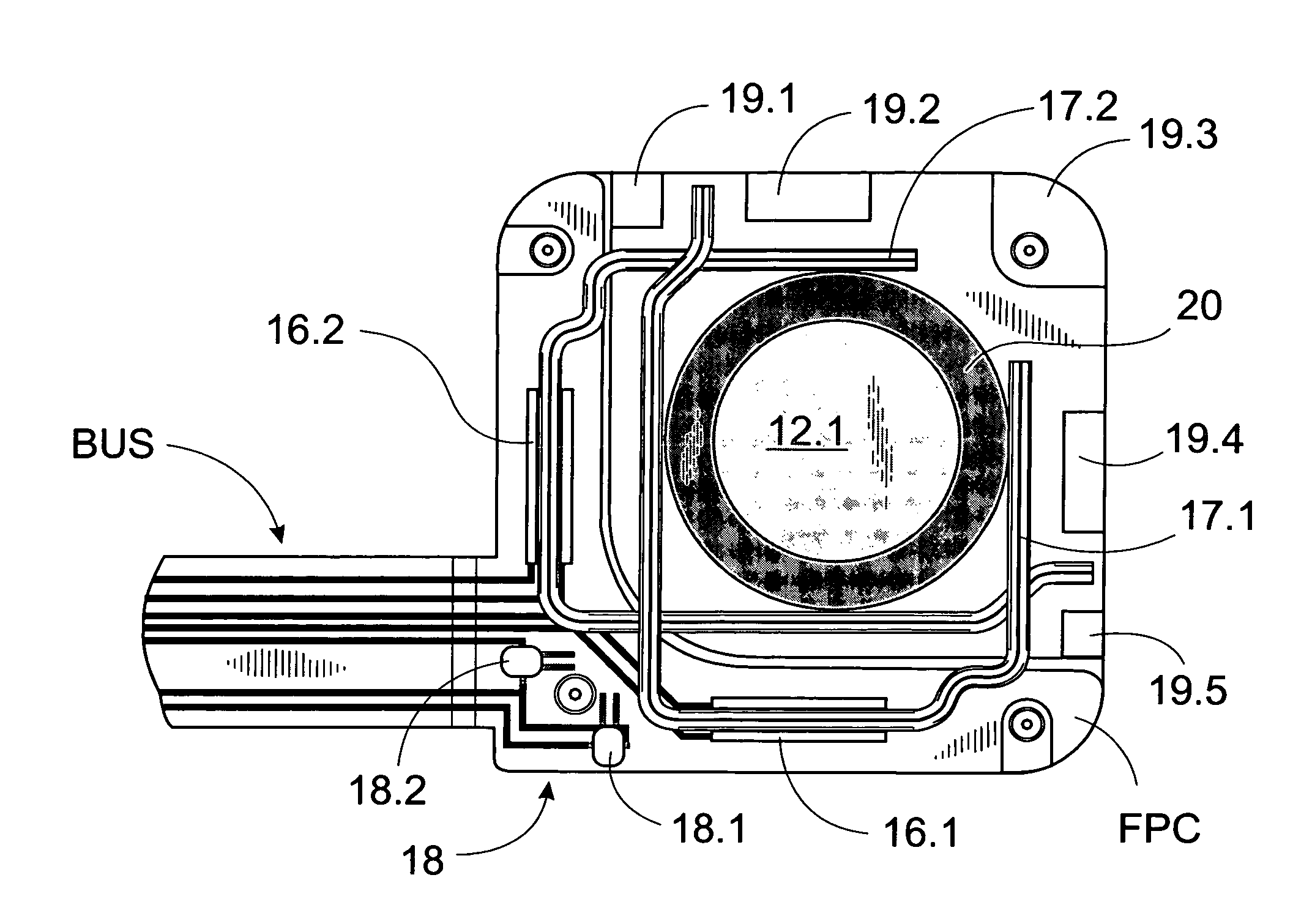 Stabilization of an image produced by optics