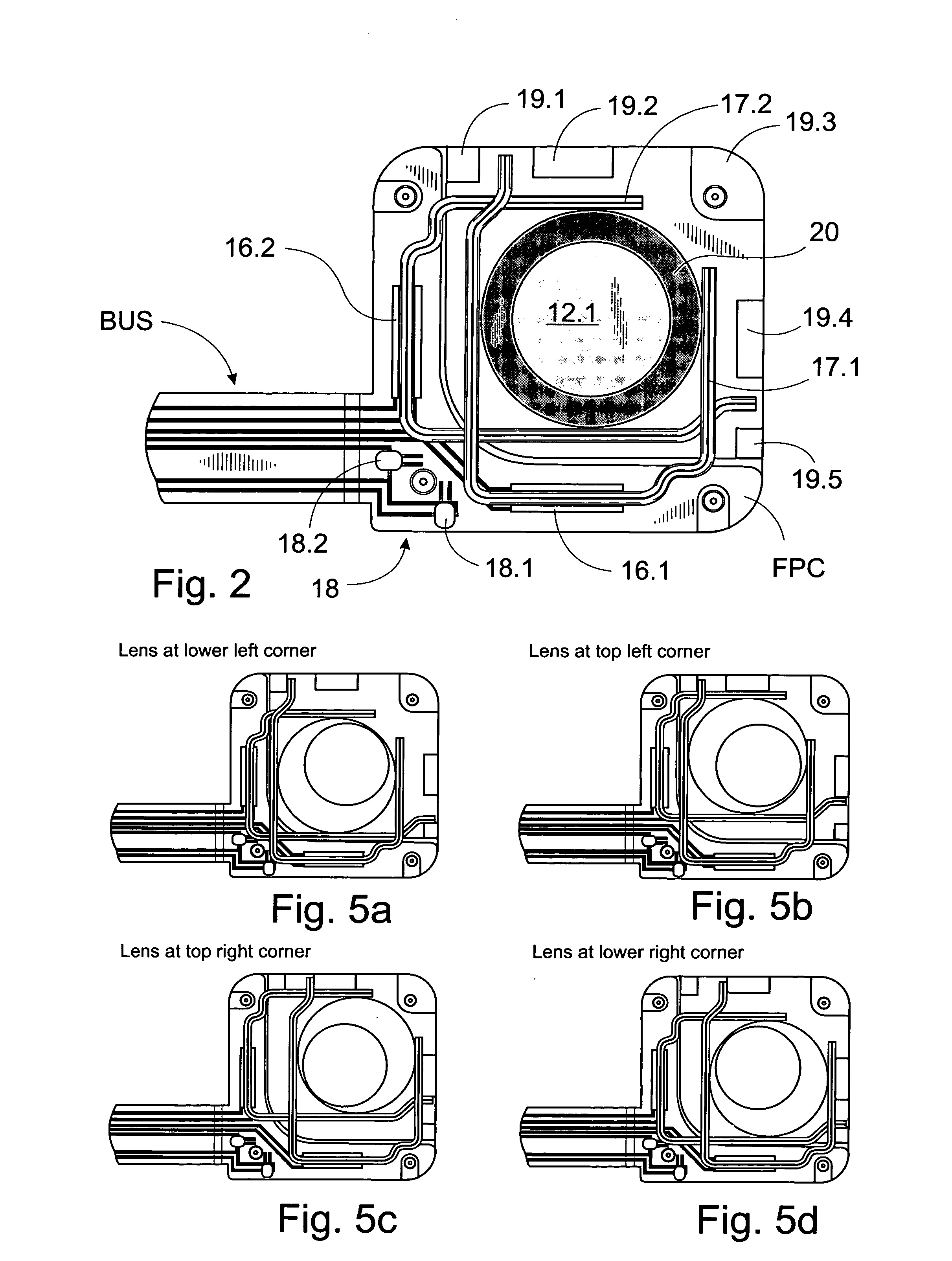 Stabilization of an image produced by optics