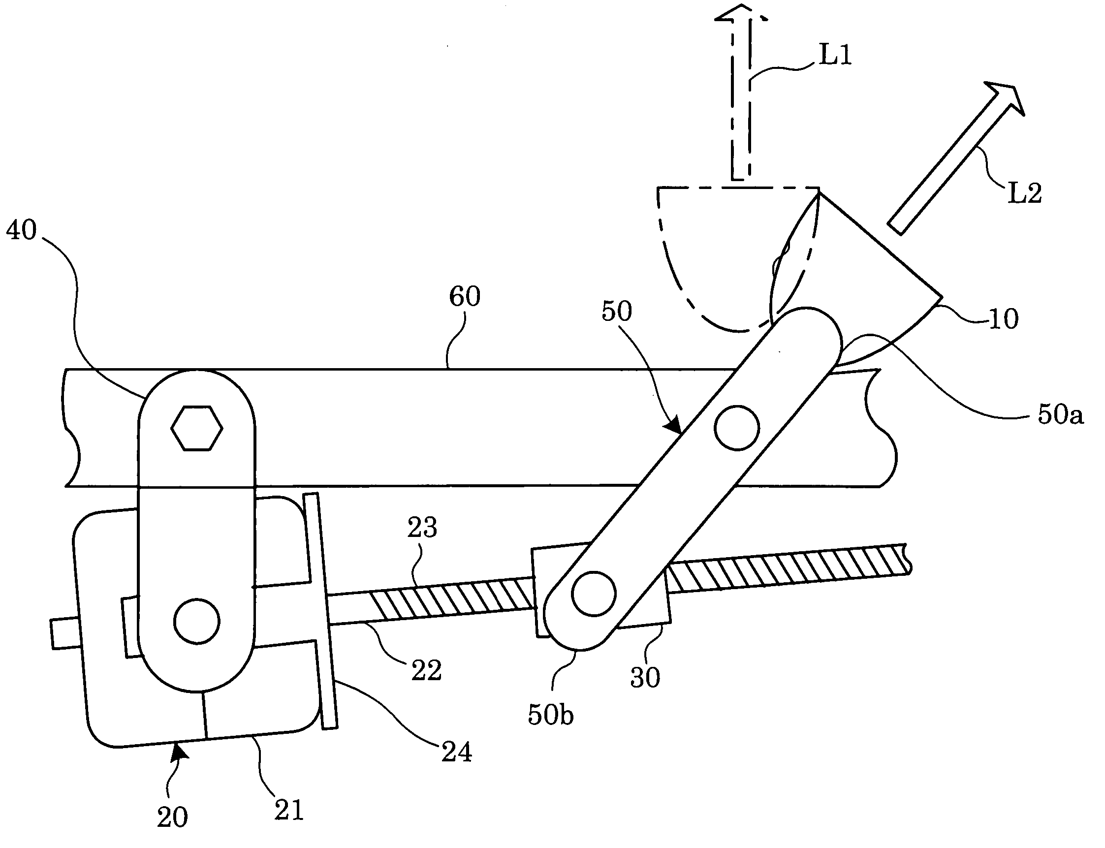 Mechanism for deflecting headlamp optical axis without speed reduction gears